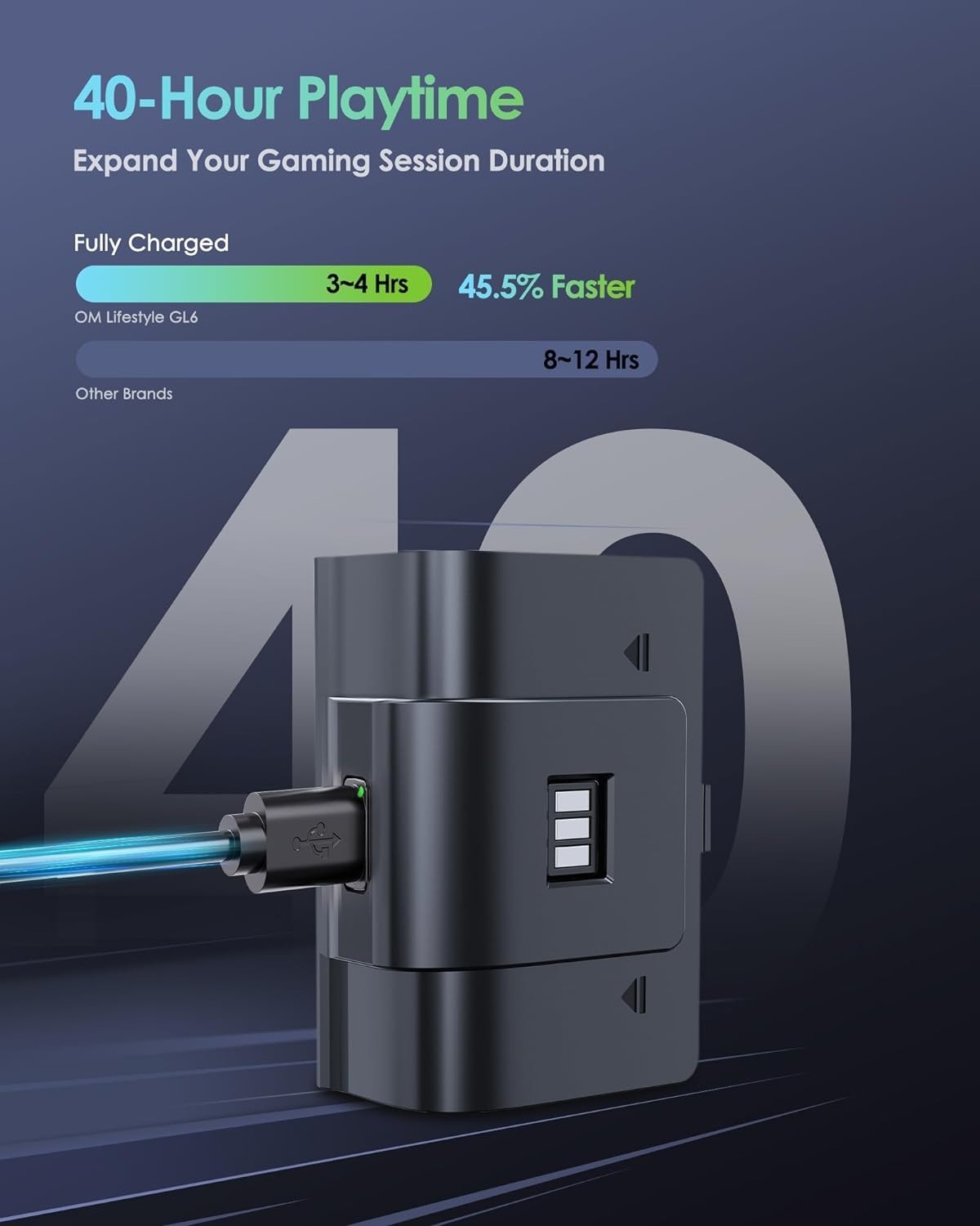 Universal Xbox Controller Battery Pack - 40H Playtime & Fast Charging Included