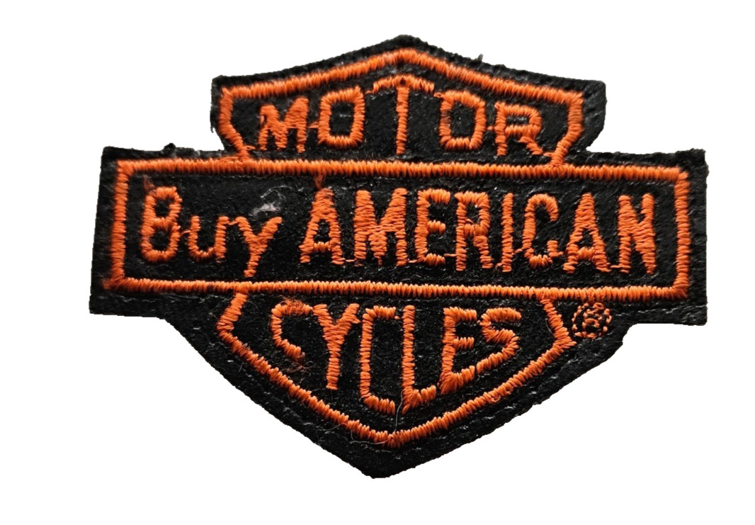Vintage Harley Davidson Buy American Black Orange Embroidered  Logo Patch