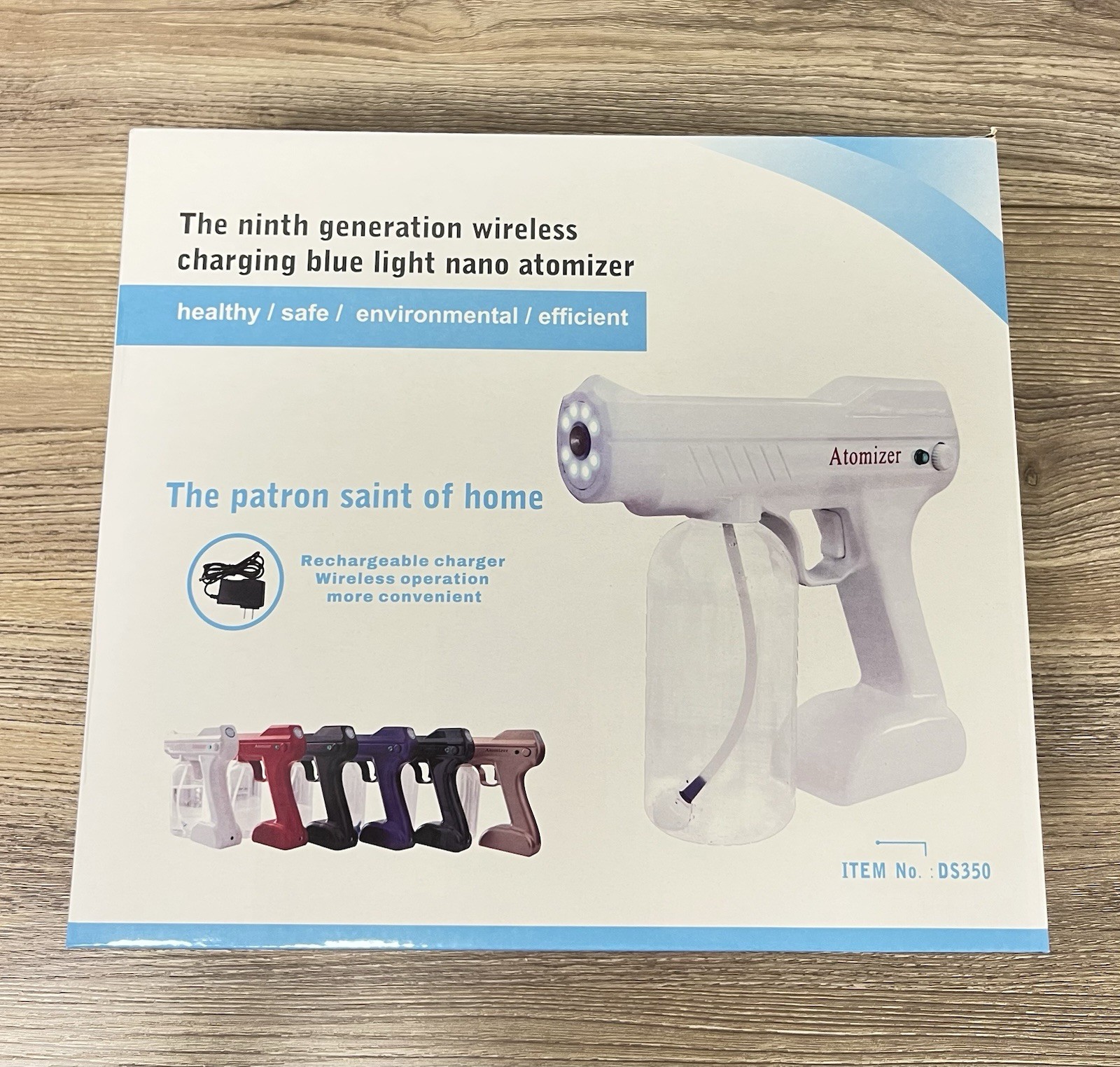 Nano Blue Light Wireless Charging Atomizer - White- Disinfectant, Water, Barbers