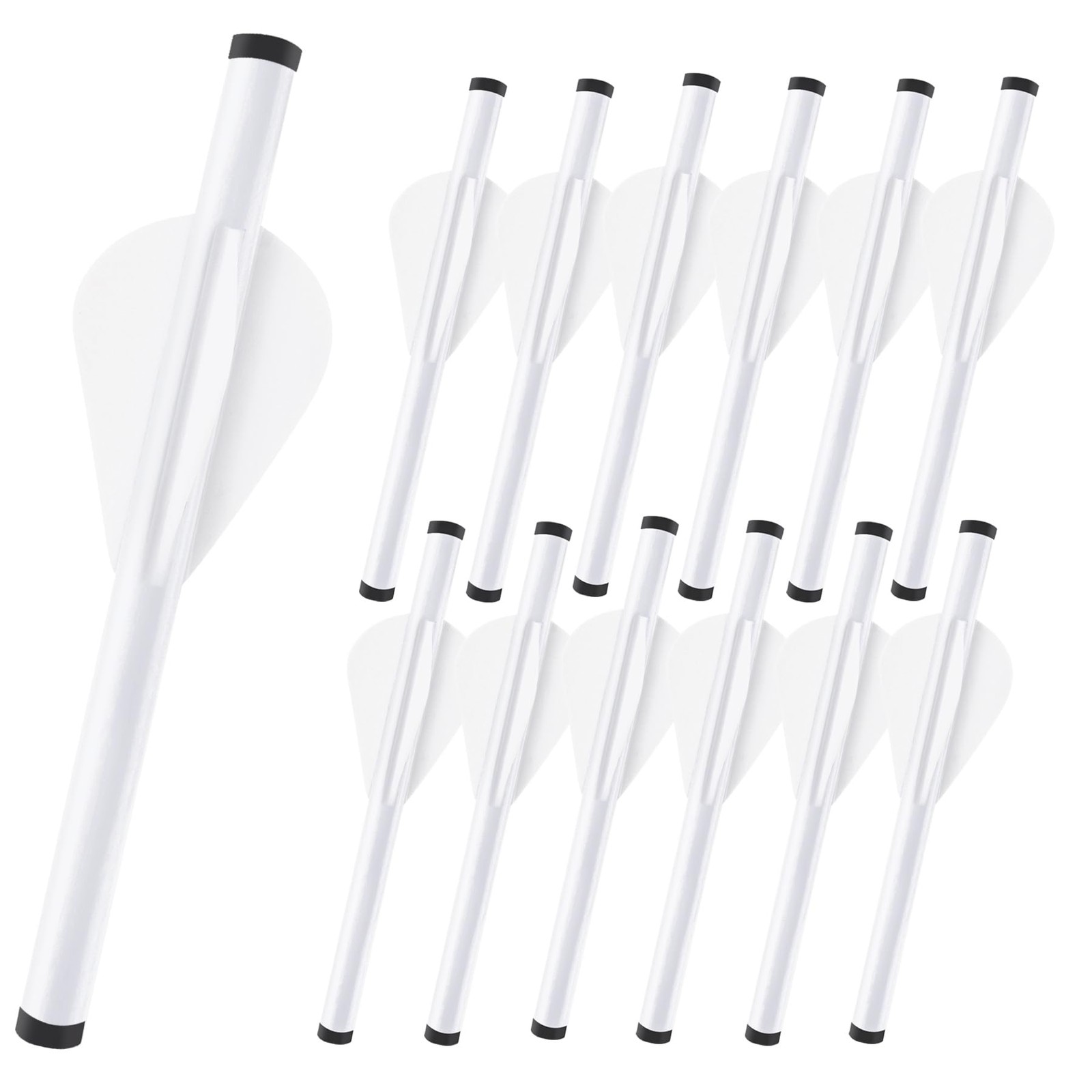 KEAUP 12 Packs Arrow Fletching with 2 Inch Vanes, Shrink Fletch White