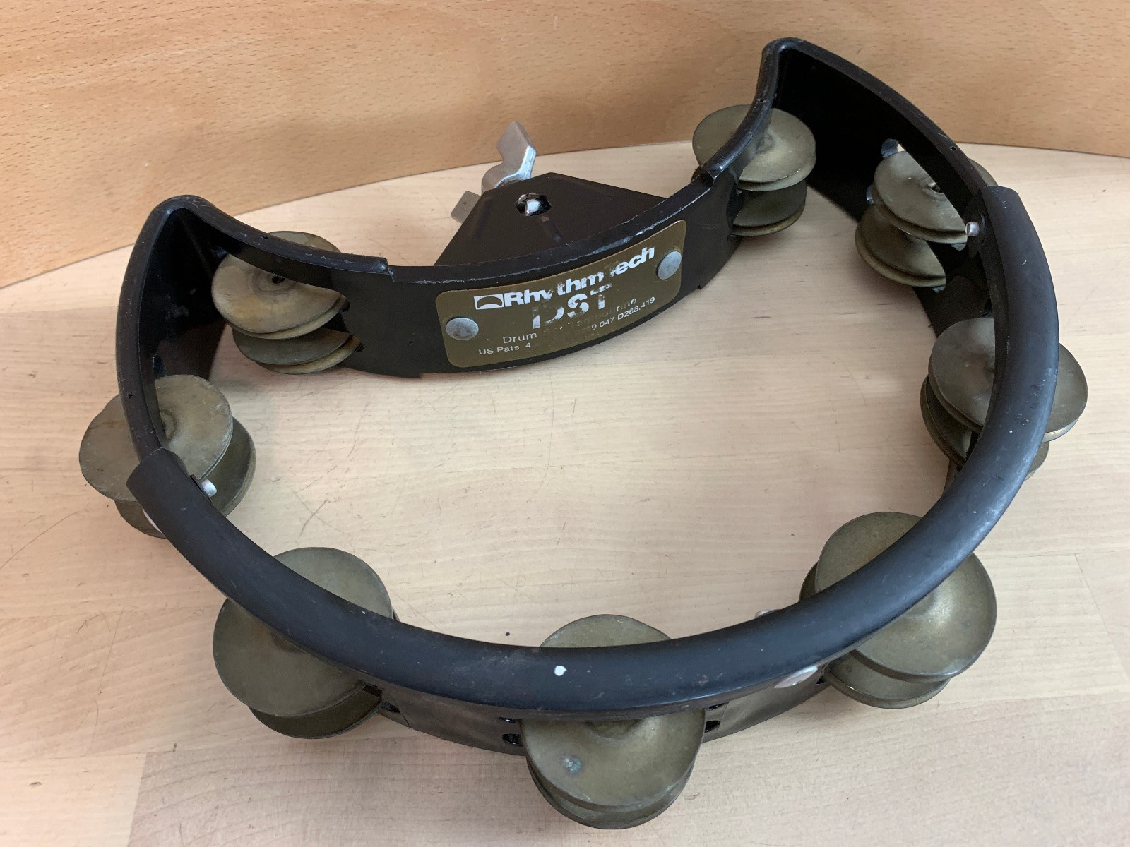 RHYTHMTECH Drum Set TAMBOURINE Black Brass Jingles DST11 Mounted Rhythm Tech