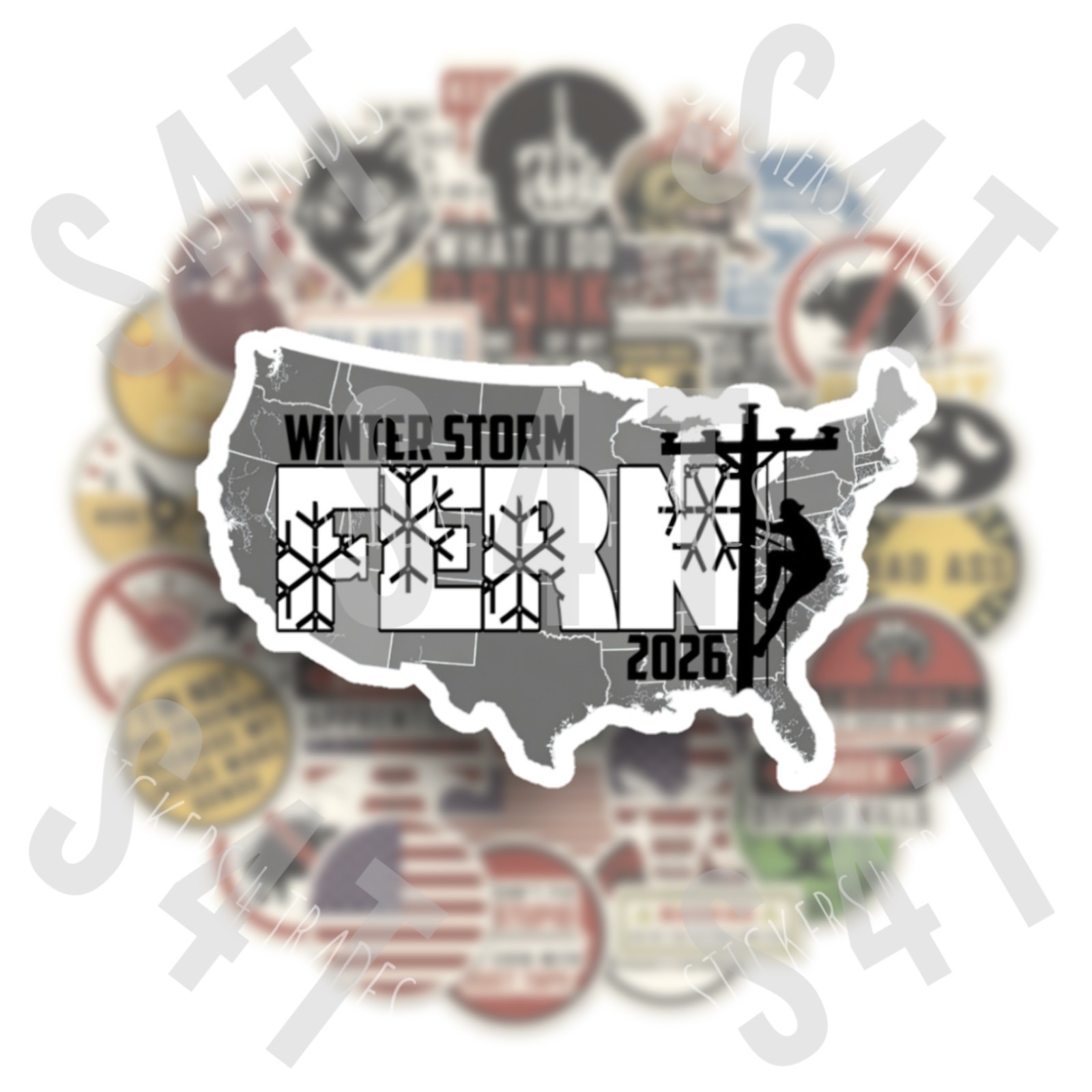 2026 Winter Storm Fern Lineman Hard Hat Sticker Freezing Ice Snow Power
