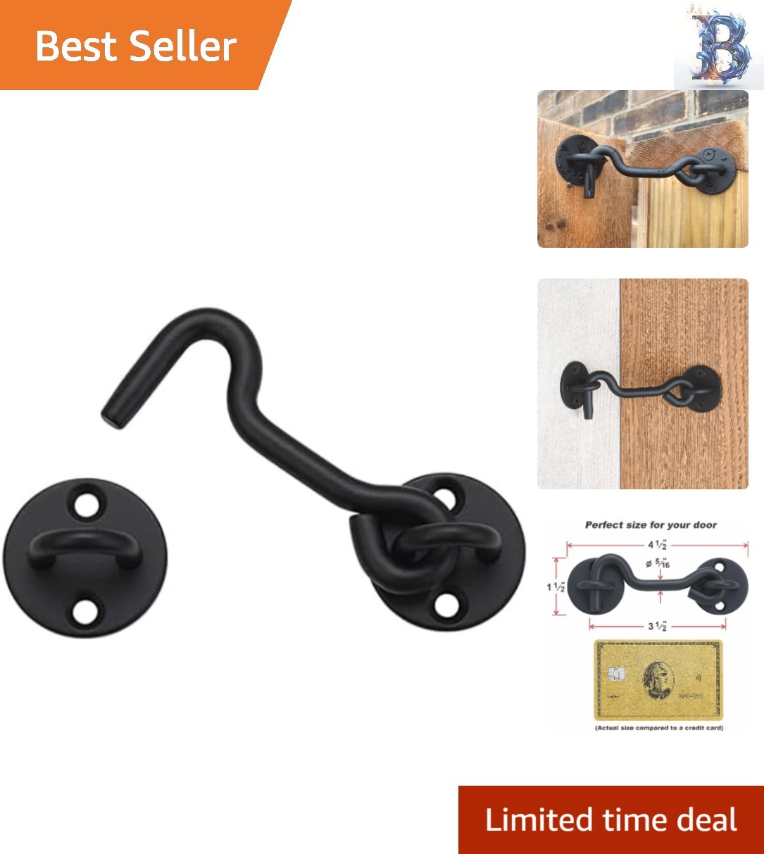 Elegant 4” Heavy-Duty Black Latch – Perfect for Sliding Barn & Closet Doors