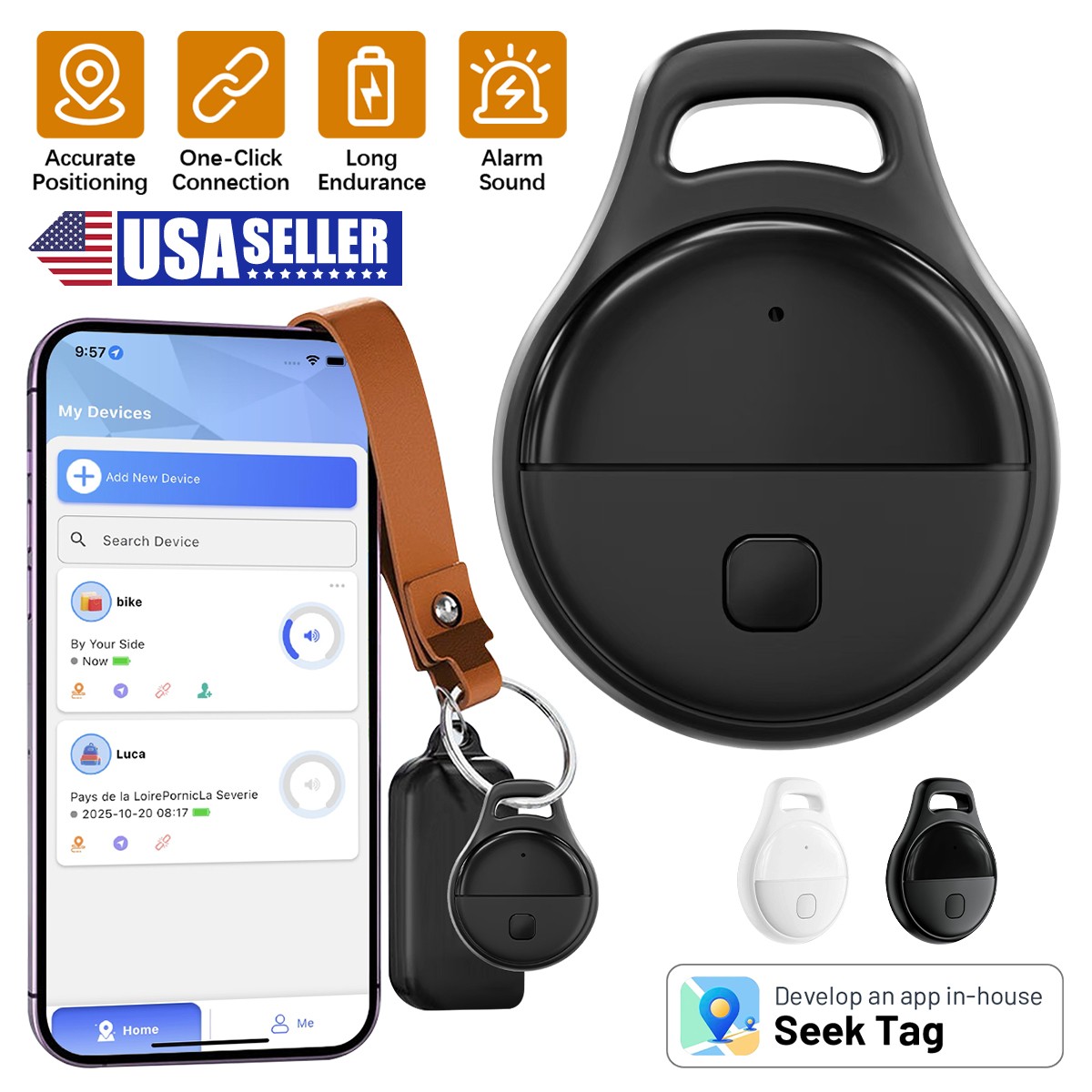 Seek Tag Bluetooth Finder 50m Range Worldwide Positioning Multi-User Sharing -UK