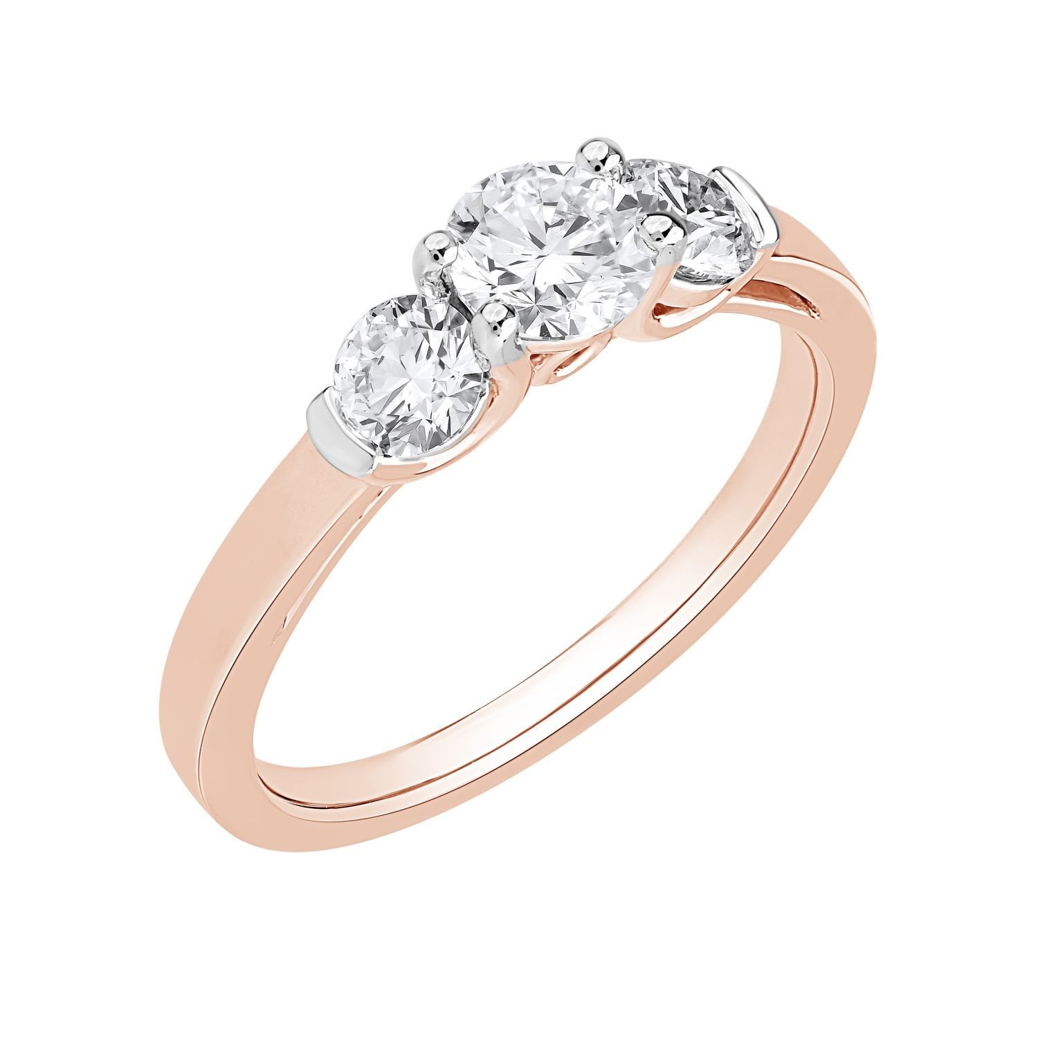 Gift Her Three Stone Lab Grown Diamond 1 Ct Round Cut 925 Sterling Silver
