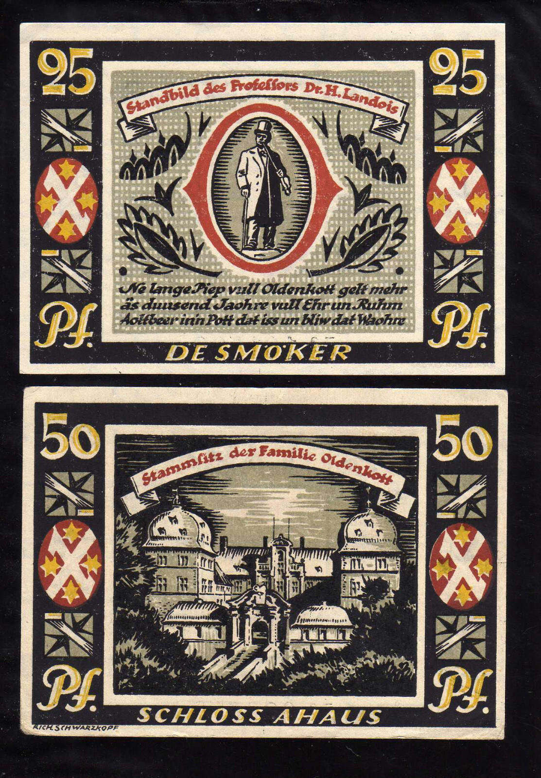 AHAUS - GERMANY NOTGELD -  25, 50 PFENNIG