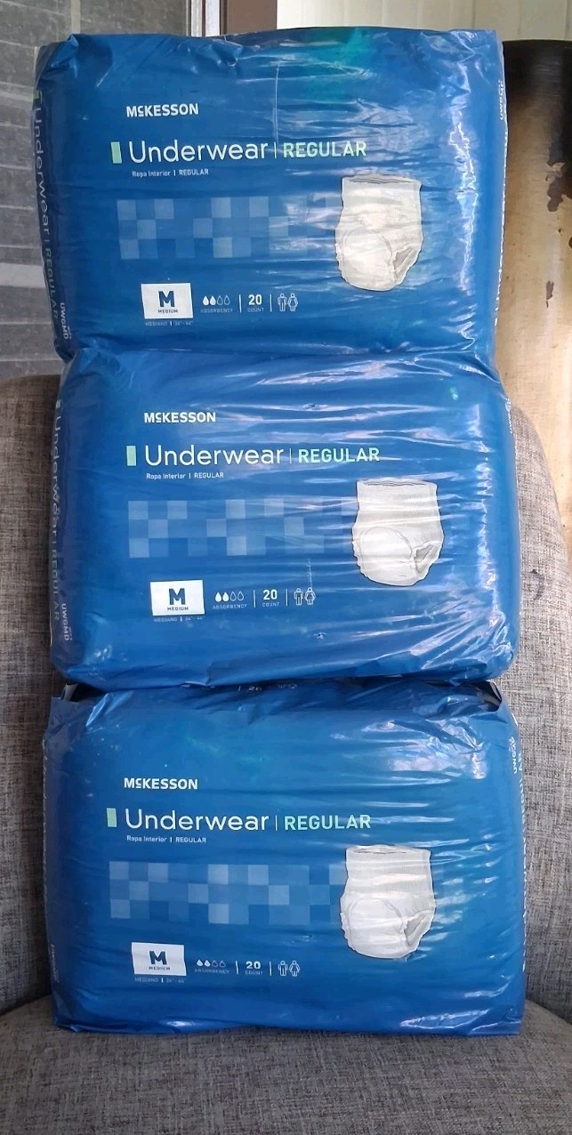 Pack Of 3 McKesson Regular Adult Absorbent Underwear Pull On Medium M/ 20 Ct Bag