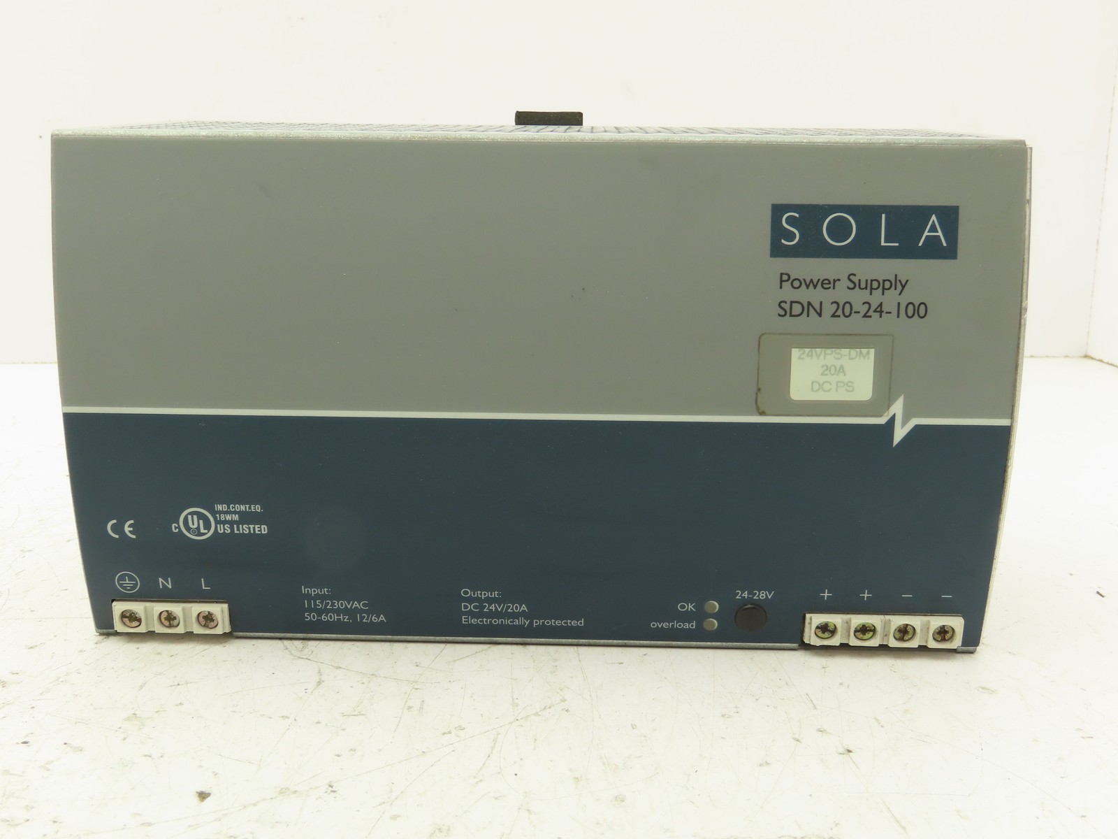 Sola SDN20-24-100 Power Supply Unit 24VDC 20A Output 115/230V Input 600W