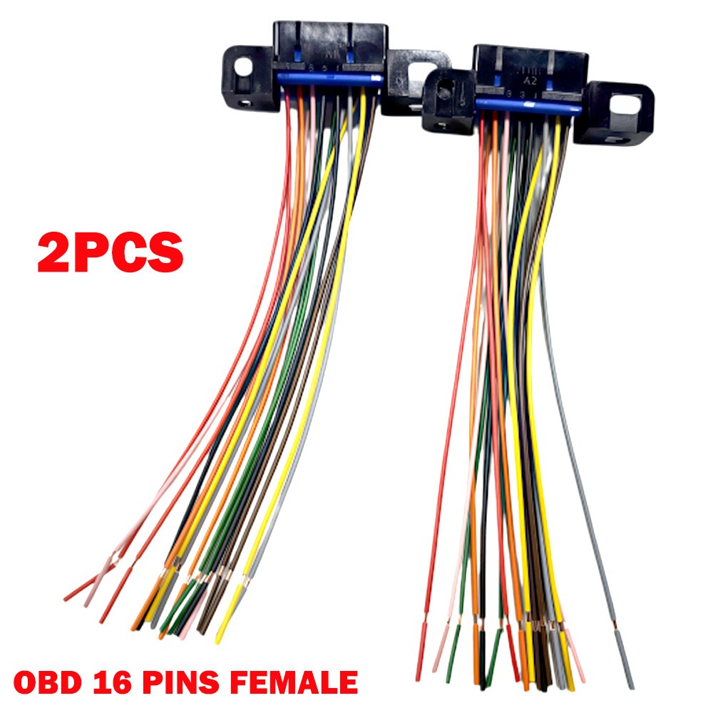 2Pc Universal Diagnostic OBD2 Female Connector Car 16 Pin Female Plug J1962F NEW
