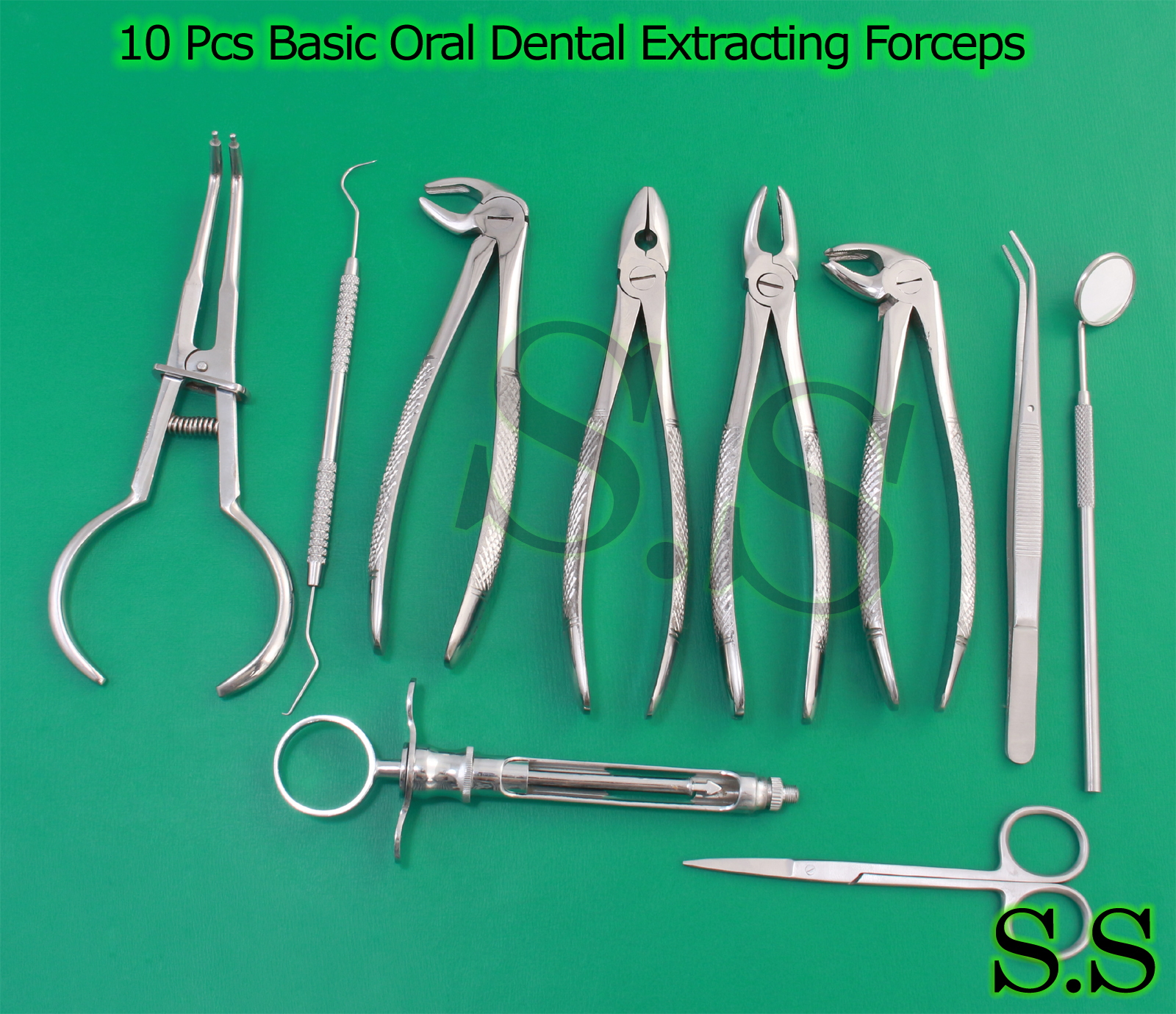 10 PCS O.R GRADE BASIC DENTAL EXTRACTING FORCEPS ORAL SURGERY KIT INSTRUMENTS
