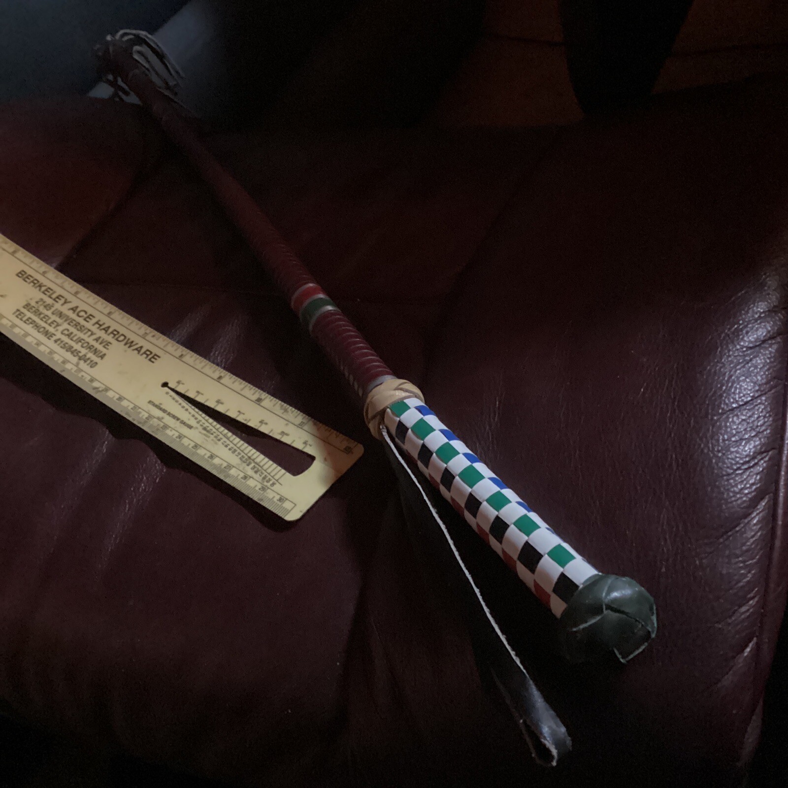 riding crop vintage Multi Colored CheckeredGrip New Free Usps OAl=39 Inch rare!!