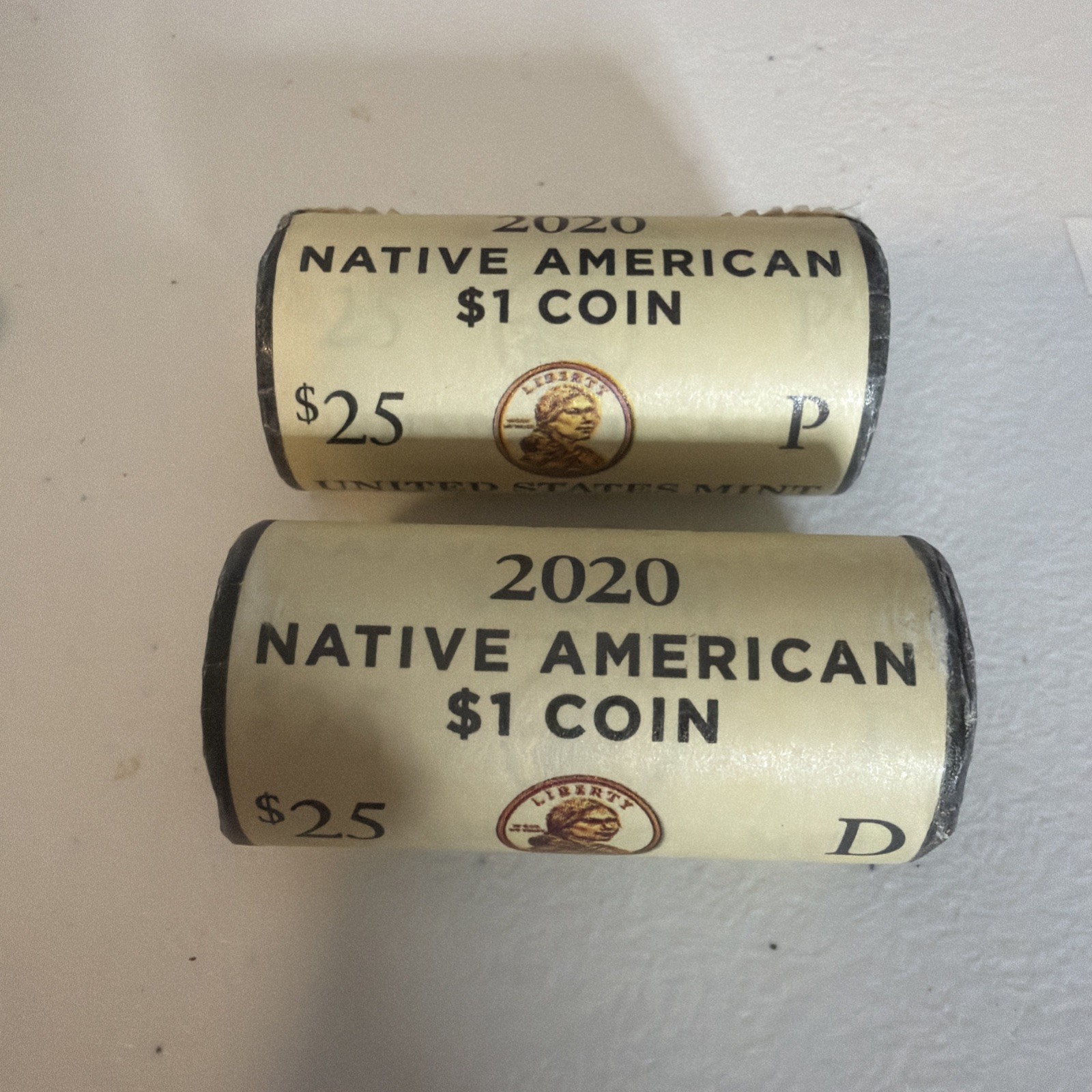 2020 P&D Sacagawea Native American US Dollar BU Roll Set 50 Total Coins