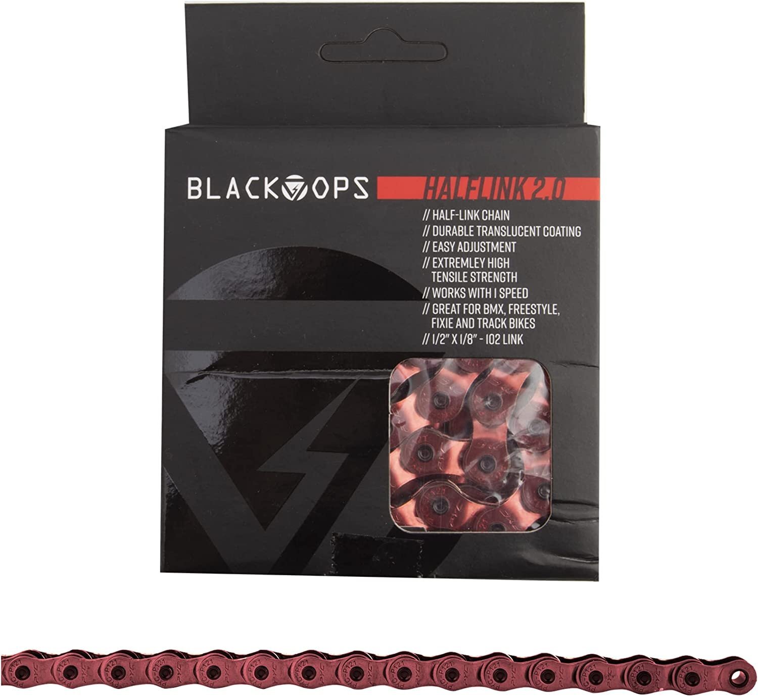 Black Ops Chain BK-OPS 1/2x1/8 Half Link 2.0 1s Translucent-RD 102L