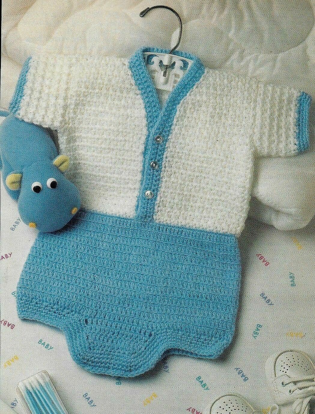 LITTLE BOY BLUE OUTFIT BABY 3 SIZES DIGEST SIZE CROCHET PATTERN INSTRUCTIONS
