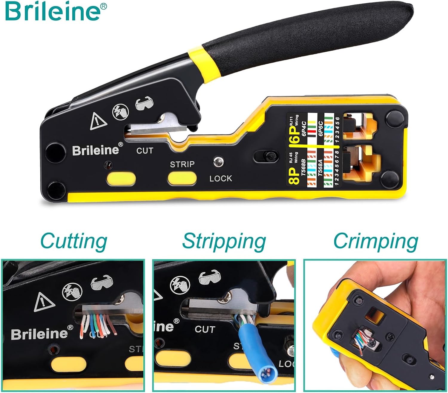 Ethernet Crimping Tool Kit for RJ45 Pass Through, Compatible with Cat5, Cat5e, C