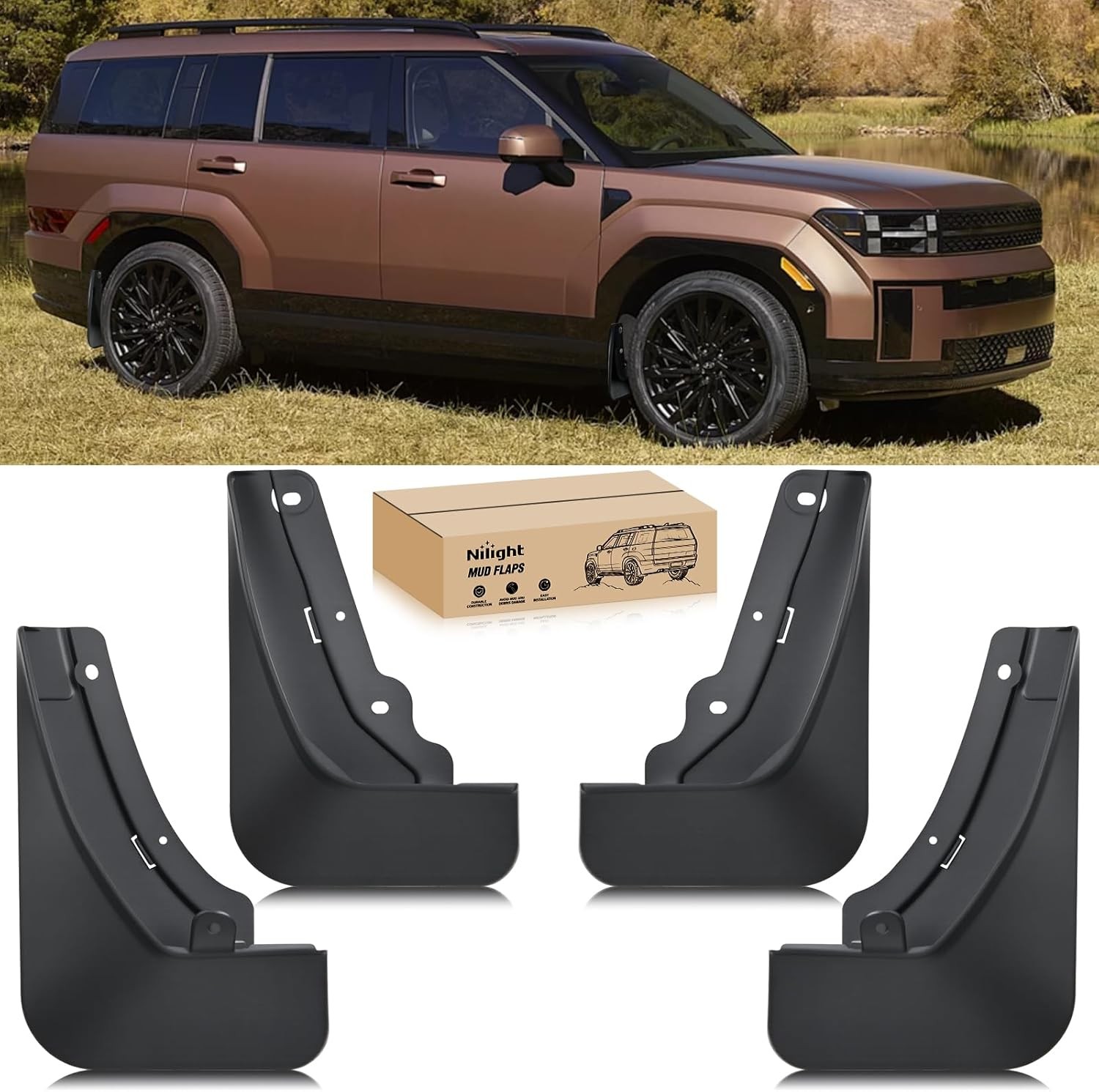 Mud Flaps for Hyundai Santa Fe 2024 2025 2026 Front & Rear Splash Guards.