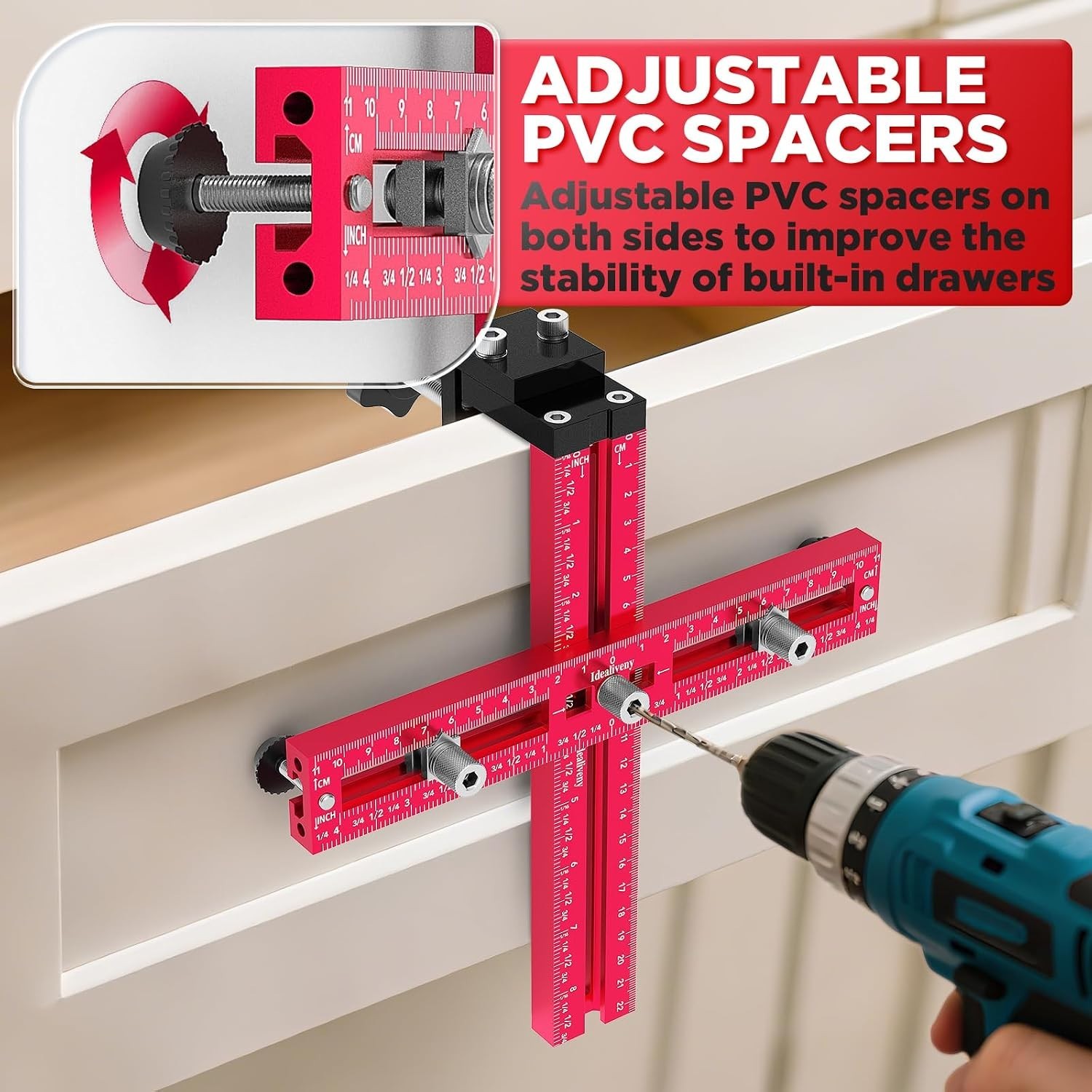 Precision Hole Locator & Drill Guide for Cabinet Knobs and Handles - Large Size
