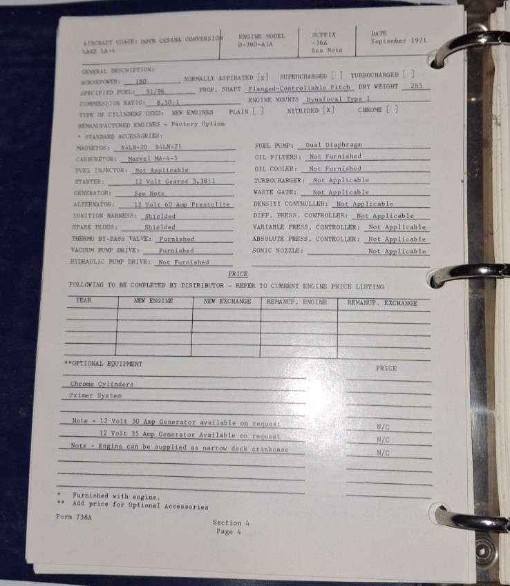 Engine Model Description and Aircraft Application Manual 1971 AVCO Lycoming Div.