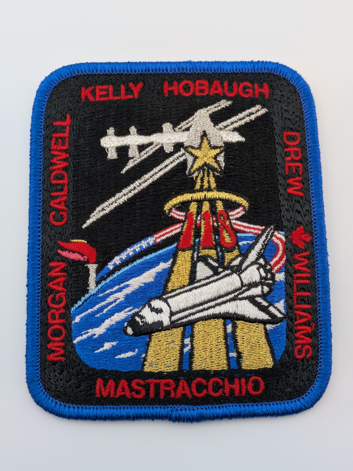 STS-118 Crew KELLY HOBAUGH DREW WILLIAMS MASTRACCHIO MORGAN CALDWELL Iron Patch