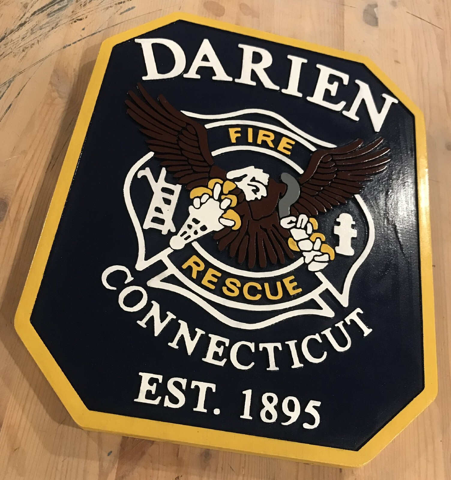 Darien  Fire Department 3D routed wood patch plaque sign Custom