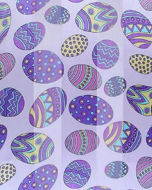 Easter-Themed Scarf With Purple & Yellow Patterned Egg Design - Lightweight & St