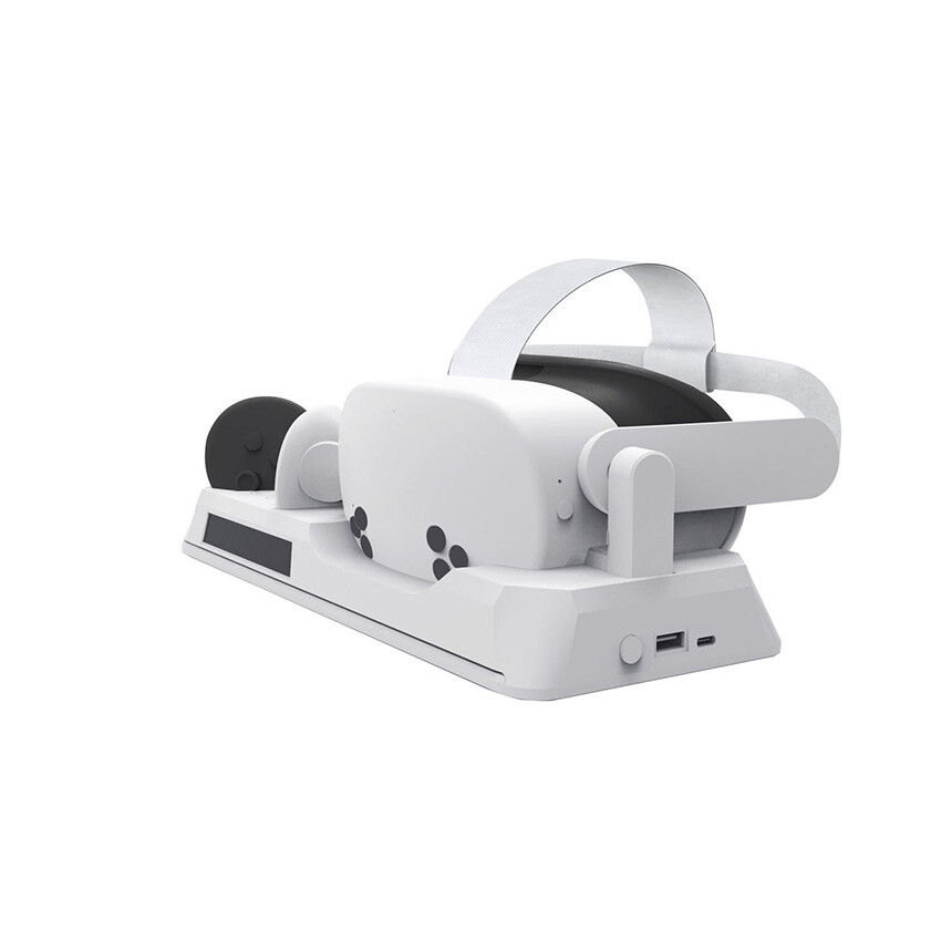 For Quest 3S VR Headset Controller Charging Dock RGB Lights Stand Base Charger