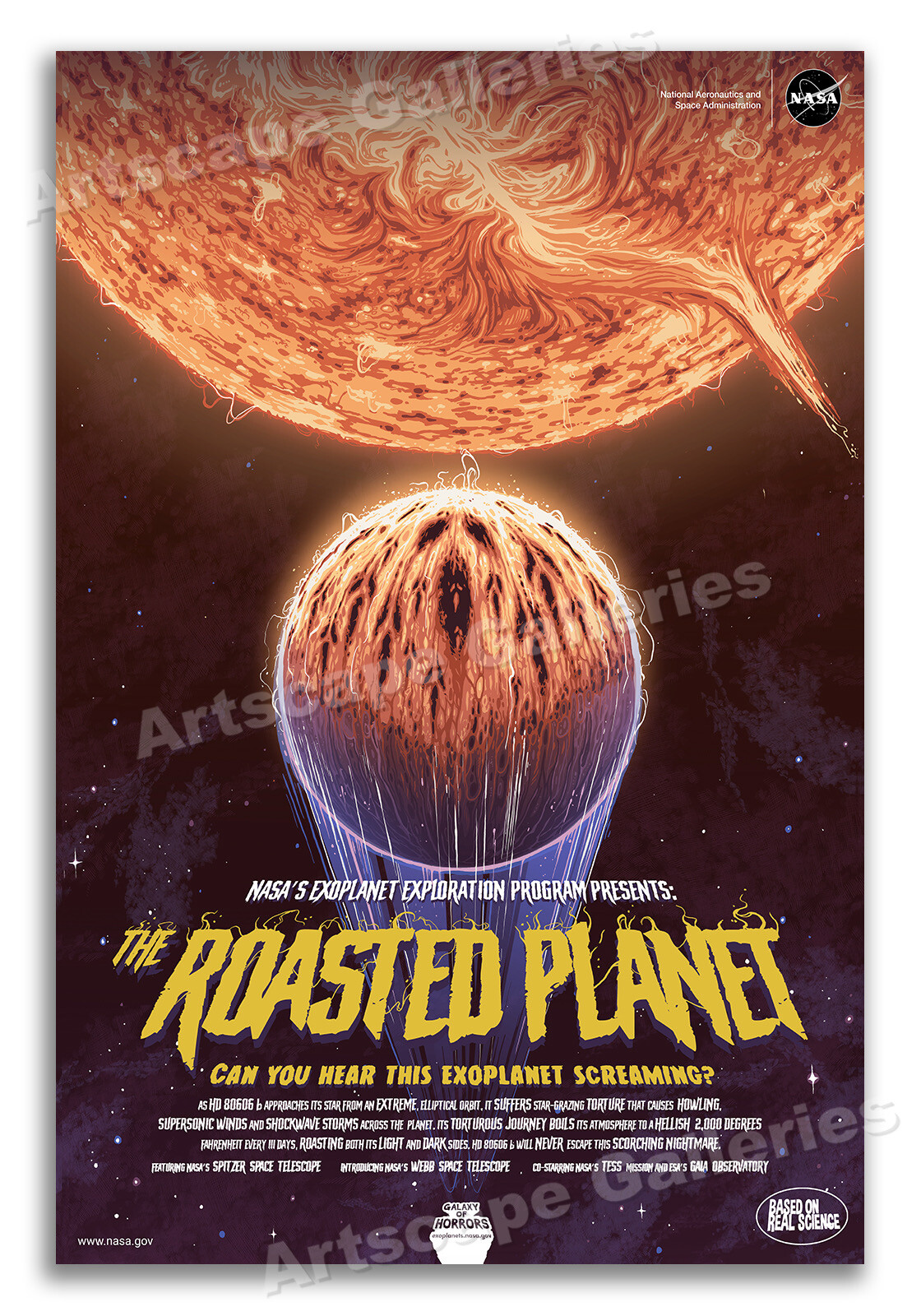 NASA Horror Movie Style Poster - The Roasted Planet!  Hear It Scream! - 16x24