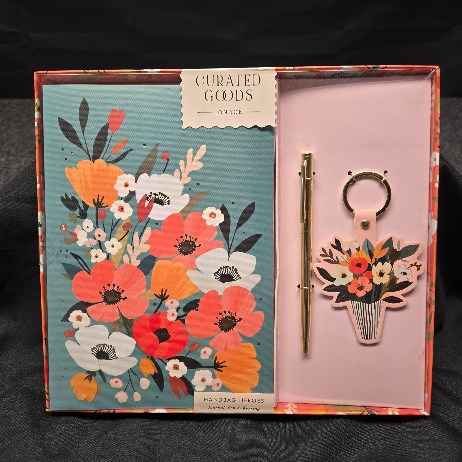 Journal Pen Keyring Gift Set Handbag Heroes Flower Bouquet Stationery NEW