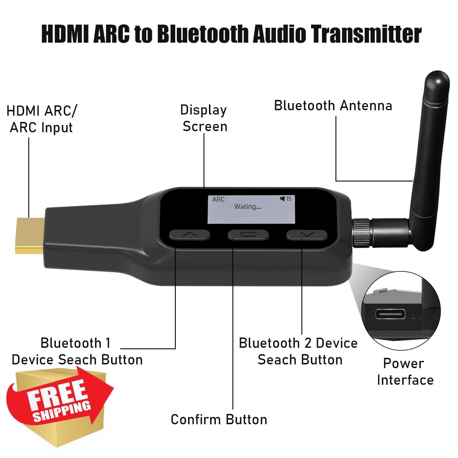 Tendak HDMI ARC to Bluetooth Transmitter Adapter