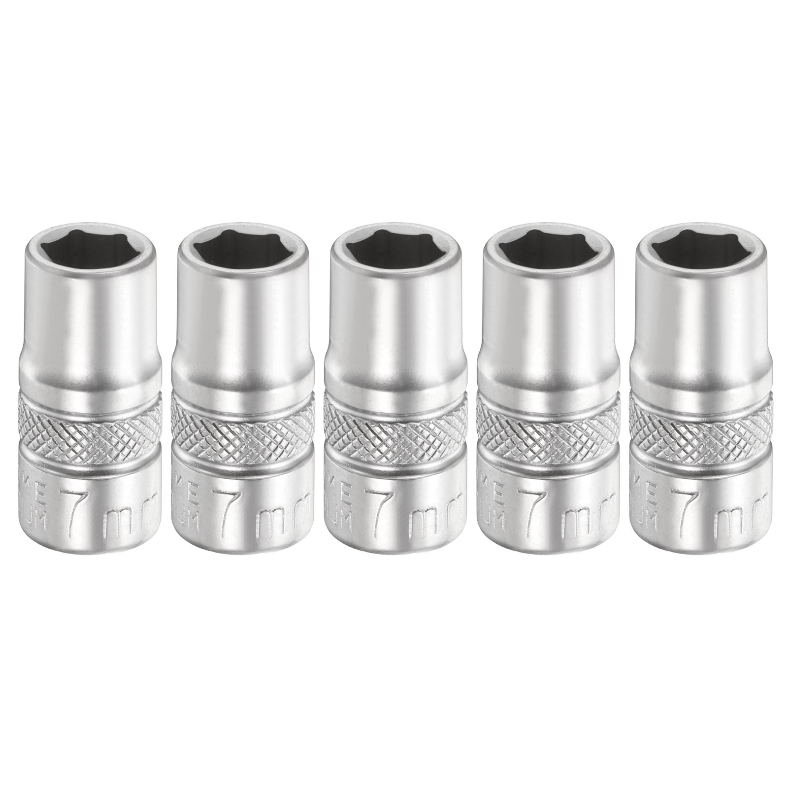 5pcs 6 Points Deep Socket 1/4" Drive 7mm Nickel Plating Flip Sleeve 1" Long
