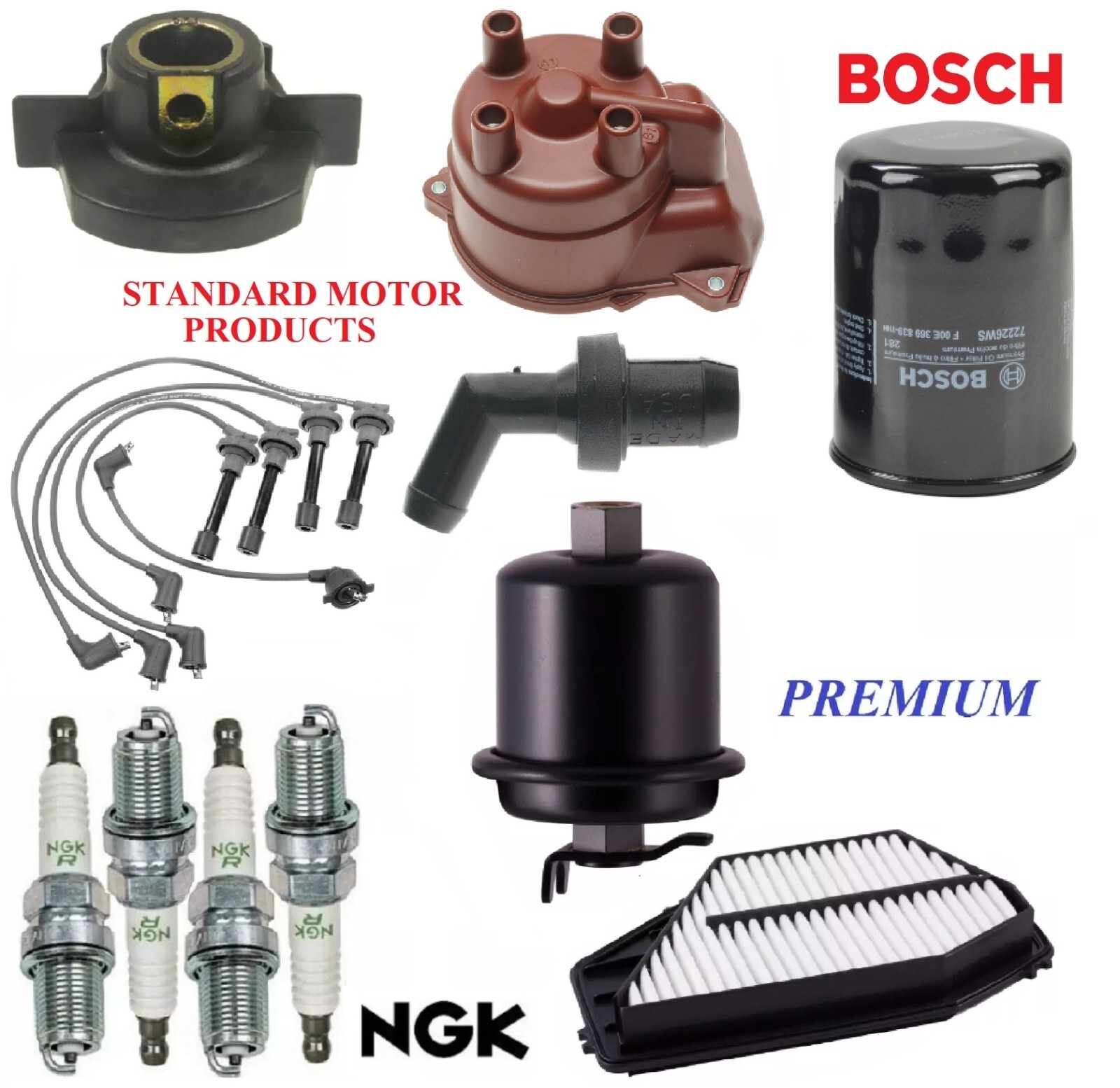 Tune Up Kit Filters Cap Wire Plugs PCV Valve for Honda Odyssey L4 2.2L 1995-1997