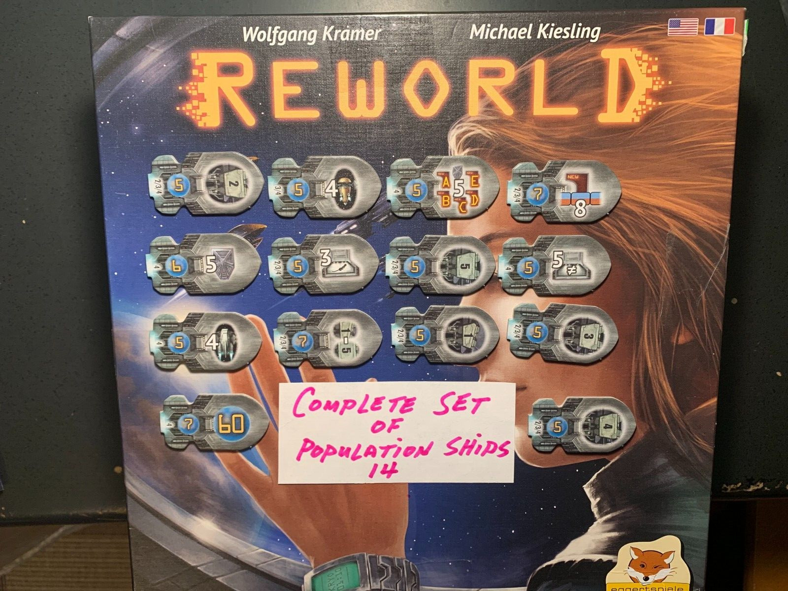 REWORLD GAME Population Ships Complete Set of 14 Game Replacements FREE SHIP