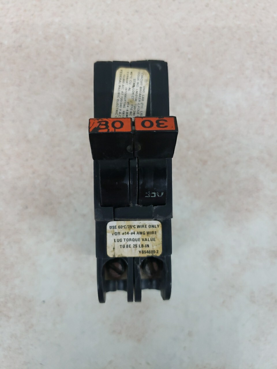 FPE NC230 30 Amp 240 Volt 2 Pole Circuit Breaker Red