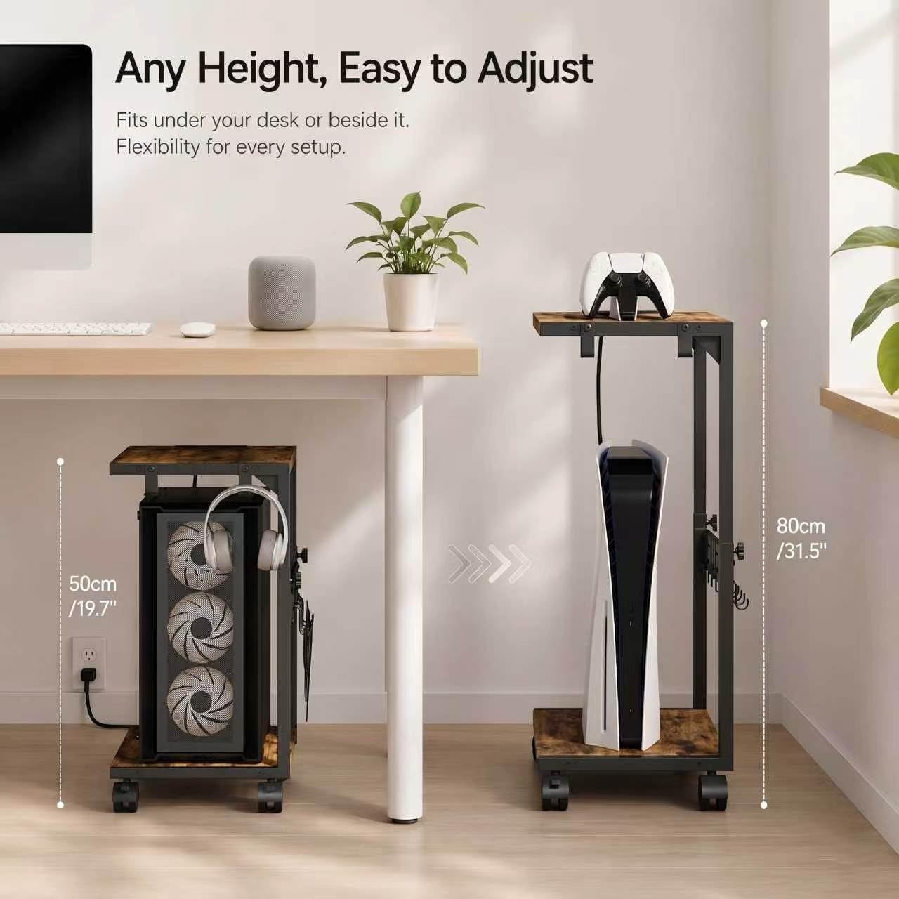 PC Stand with Charging Station, Height Adjustable Computer Tower Stand, 19.7"-31