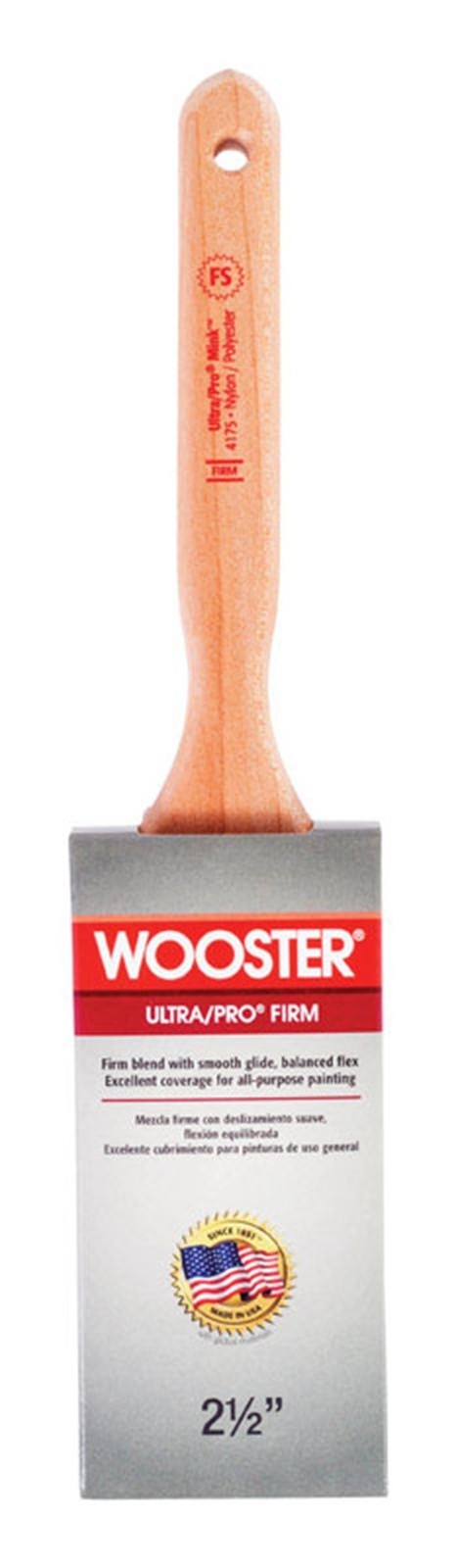 Wooster 4175-2.5 Wood Sash Handle Nylon Polyester Flat Paint Brush 2-1/2 W in.