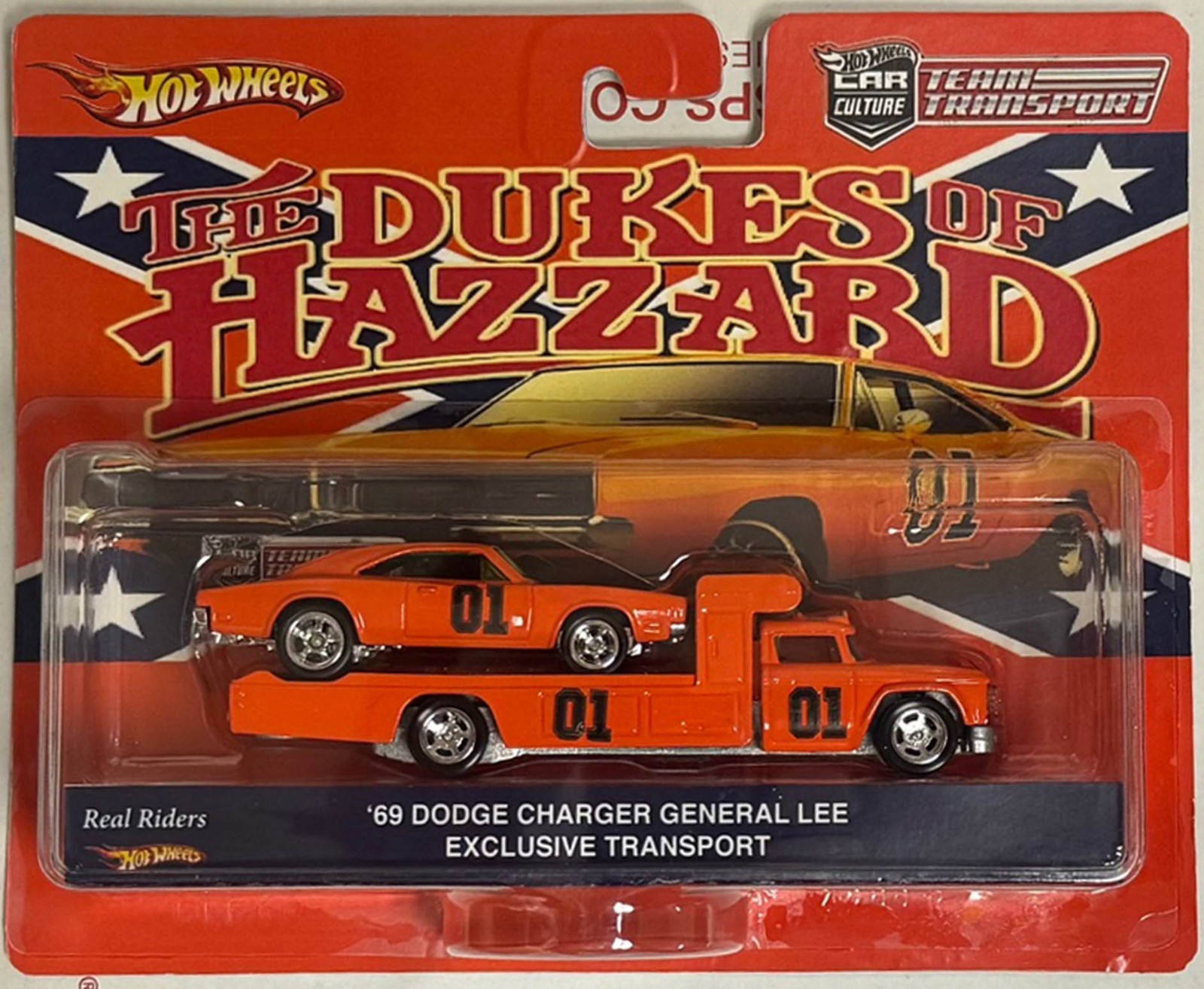 Custom Hot Wheels Team Transport '69 Dodge Charger Dukes of Hazzard Flatbed w/RR