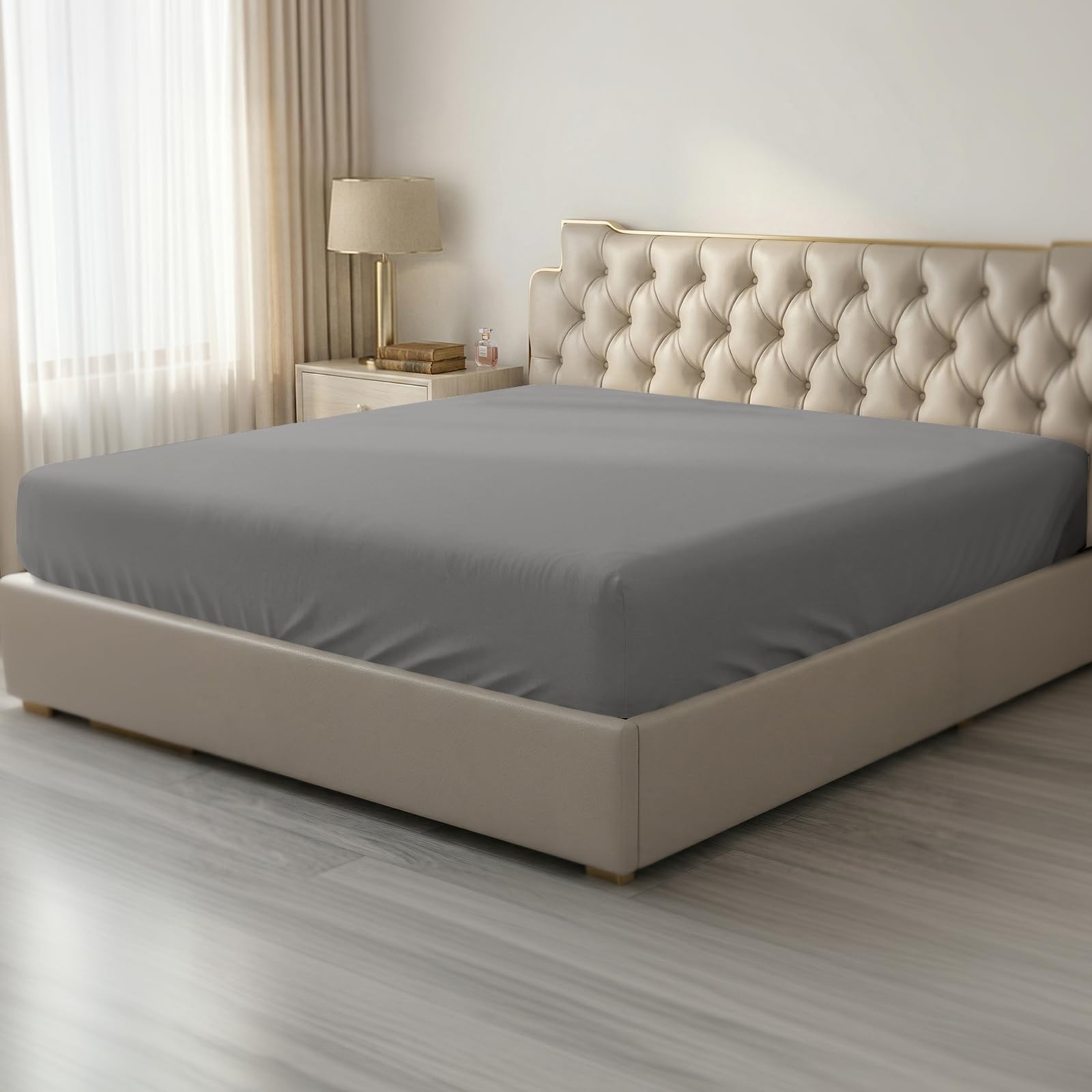 Grey Twin XL Fitted Sheet Only Soft Breathable Bottom 39x80 Inch Deep Pocket