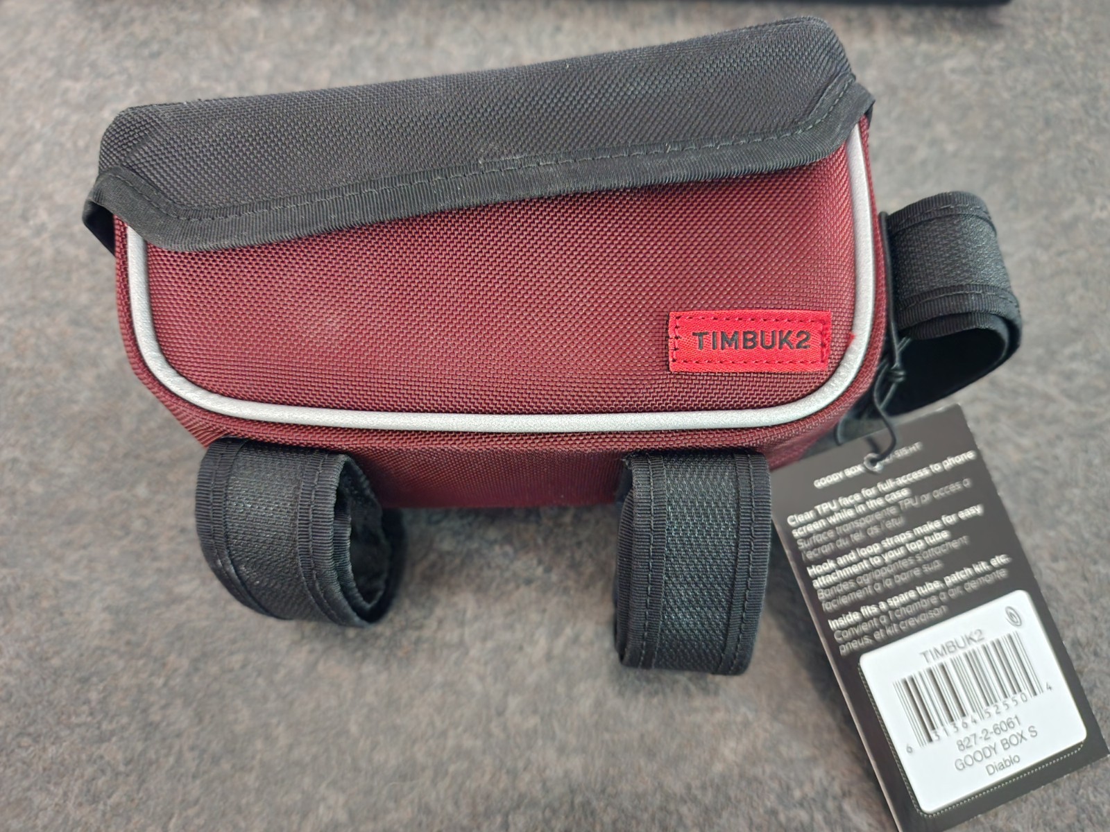 TIMBUK2 Black/Maroon Goody Bag Bicycle Bike Top Tube Pack NEW with tag!