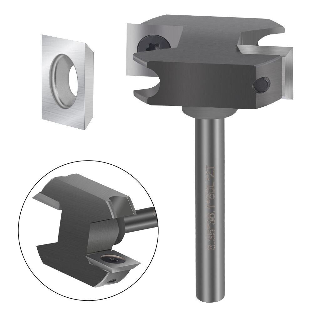 CNC Spoilboard Surfacing Router Bit 1/4 Shank 1-1/2'' Insert Wood Planer Bit