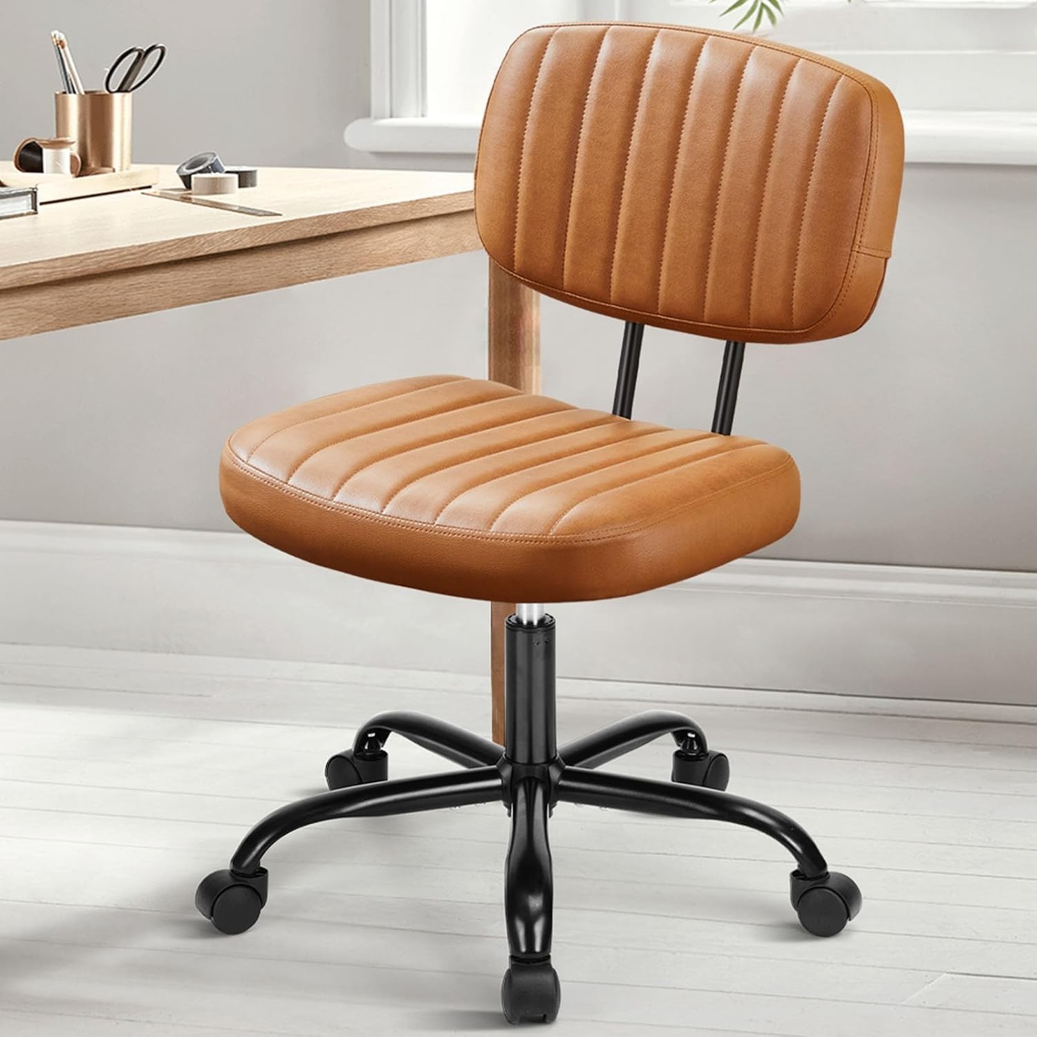 Small Arml Home Desk Chair with Low Ba Lumbar Support, Height