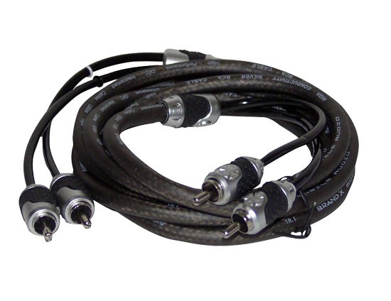 New BrandX XXL12RCASQ 12' Foot Hi-End Black/Silver Stereo RCA Cable
