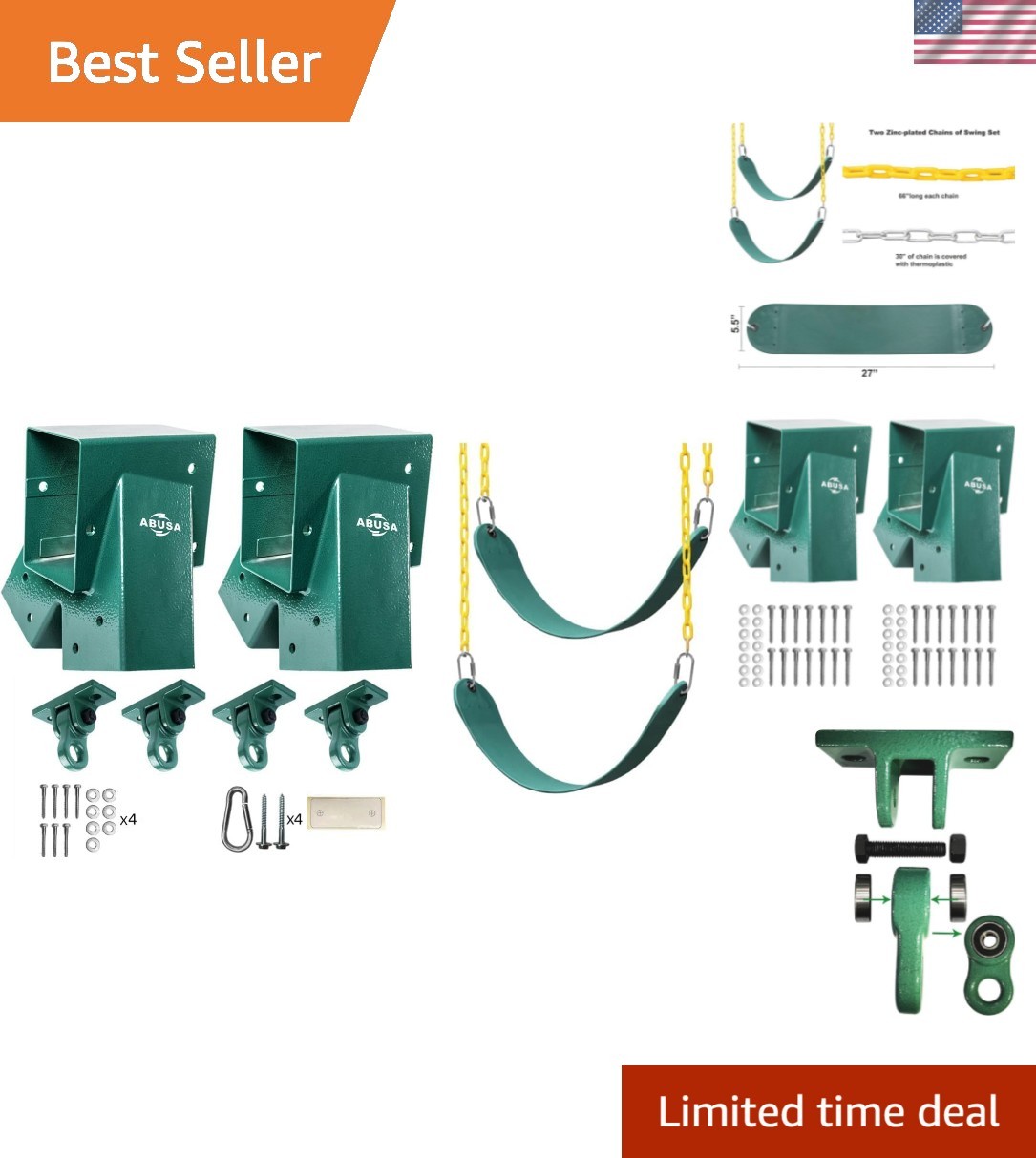 Heavy Duty Swing Sets Brackets Including 2 Green A-Frame Swing Set Brackets 2...