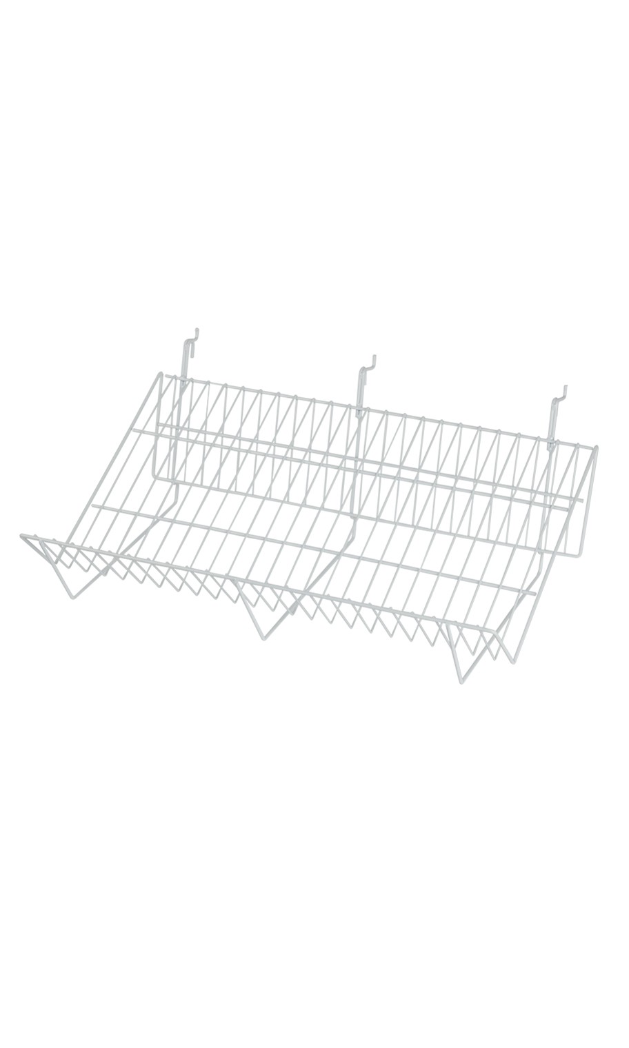SSWBasics 24" x 12" x 6" White Downslope Grid Shelf for Slatwall & Wire Grid
