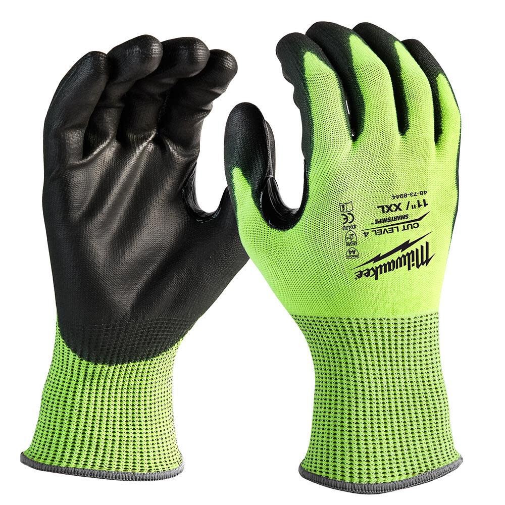 Milwaukee 12 Pk High Visibility Cut Level 4 Polyurethane Dipped - Xxl