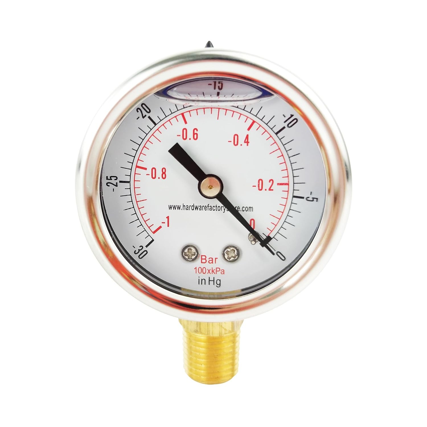 HFS(R) 2" Oil Filled Vacuum Pressure Gauge - Ss/Br 1/4" Npt Lower Mount -30Hg/0