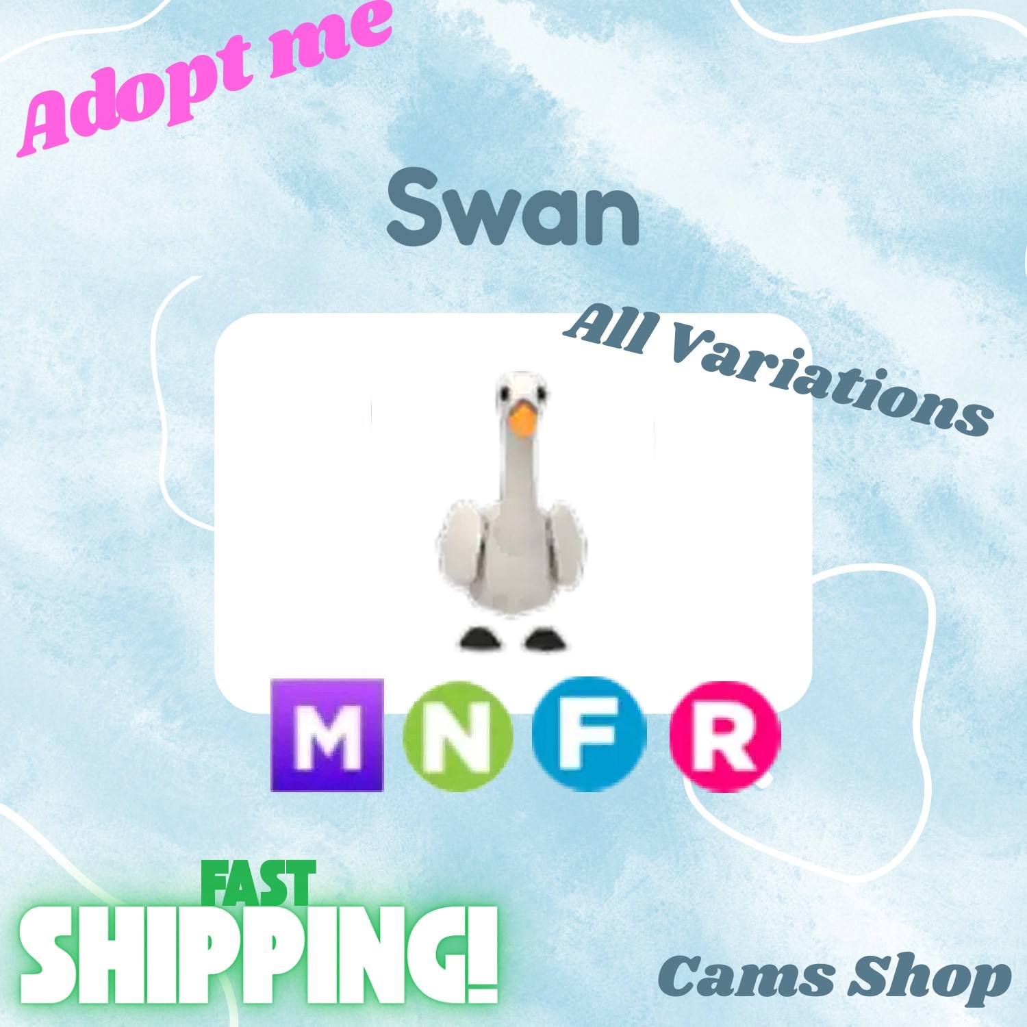 Swan | All Variations No Pot, FR, NFR, Mega, MFR - Adopt From Me Pets