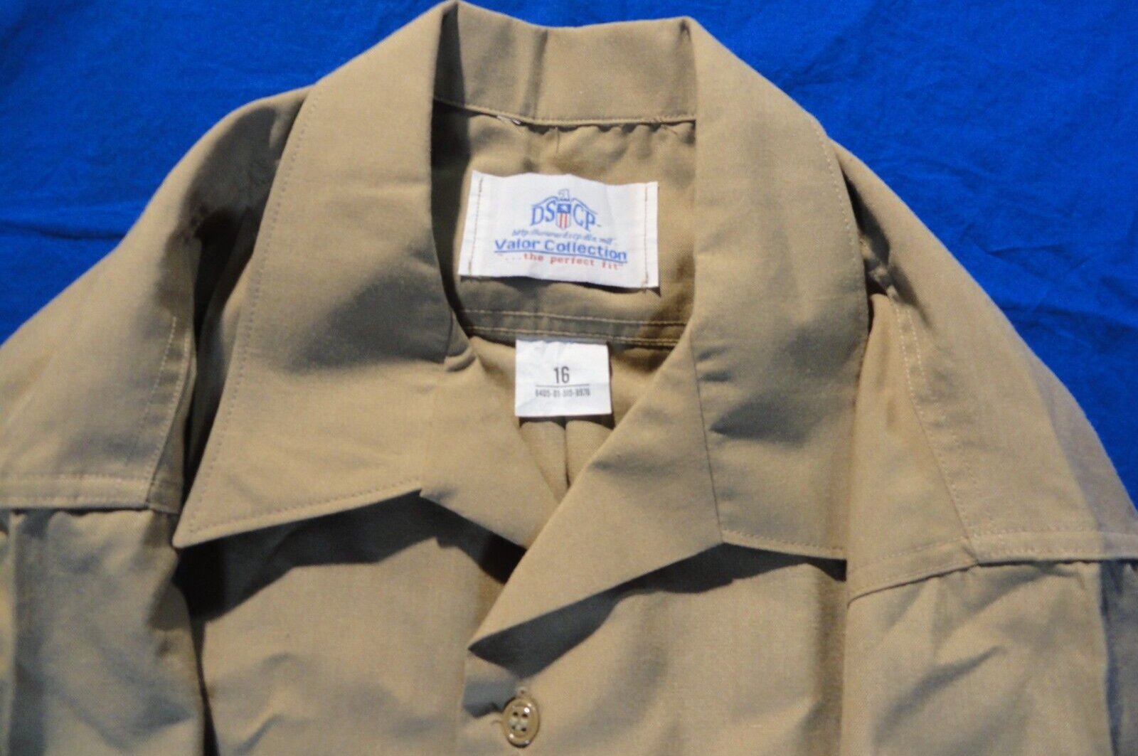 DSCP USMC MARINE CORPS KHAKI SHADE QUARTER SLEEVE UNIFORM BUTTON UP SHIRT 16