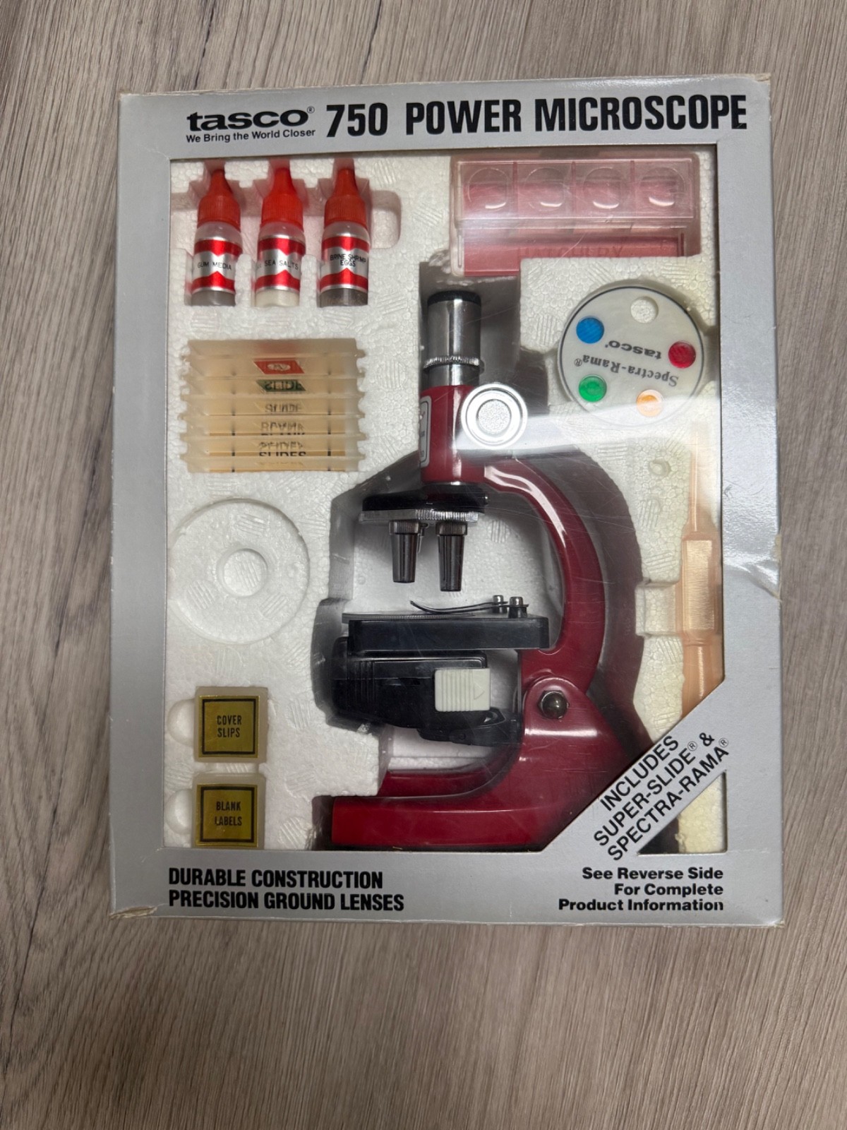 Tasco 750 Power Microscope w/ Discovery Kit, Model 9852, 75x 300x 750x