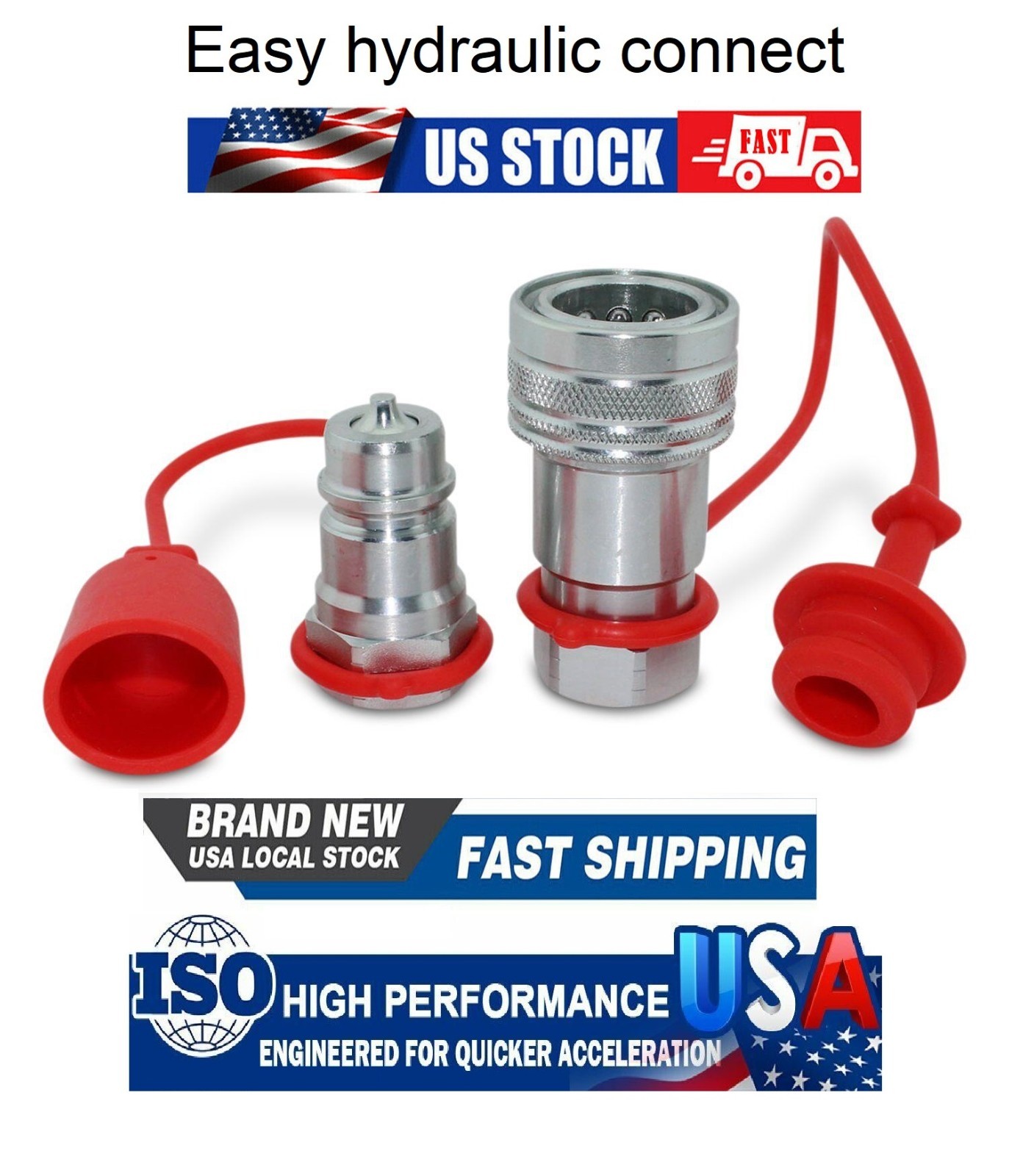 1/2" Skid Steer Bobcat Poppet Pioneer Hydraulic Quick Connect Coupler / Coupling