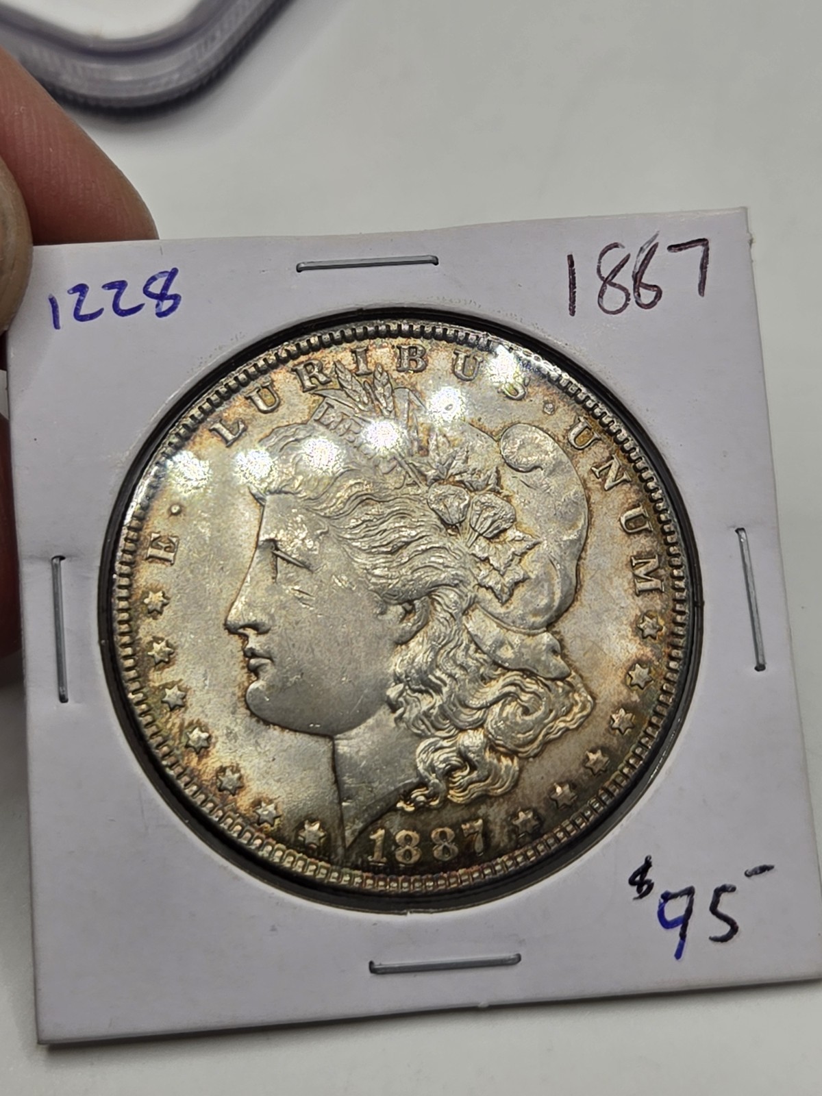 1887 $1 Morgan Silver Dollar BU Lustrous  ☆ 1228 ☆ Toned Dollar